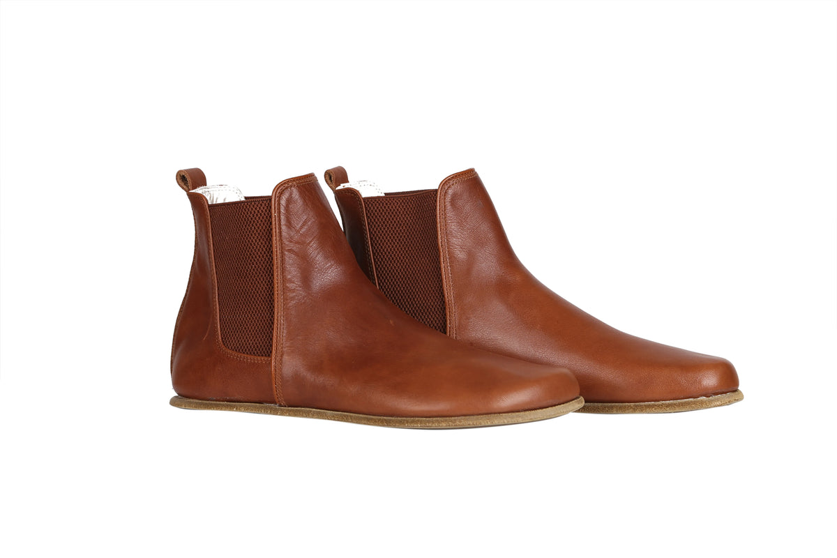 Smooth Barefoot Chelsea Boots Shoes – Classic Sole — Leather Sole – Brown