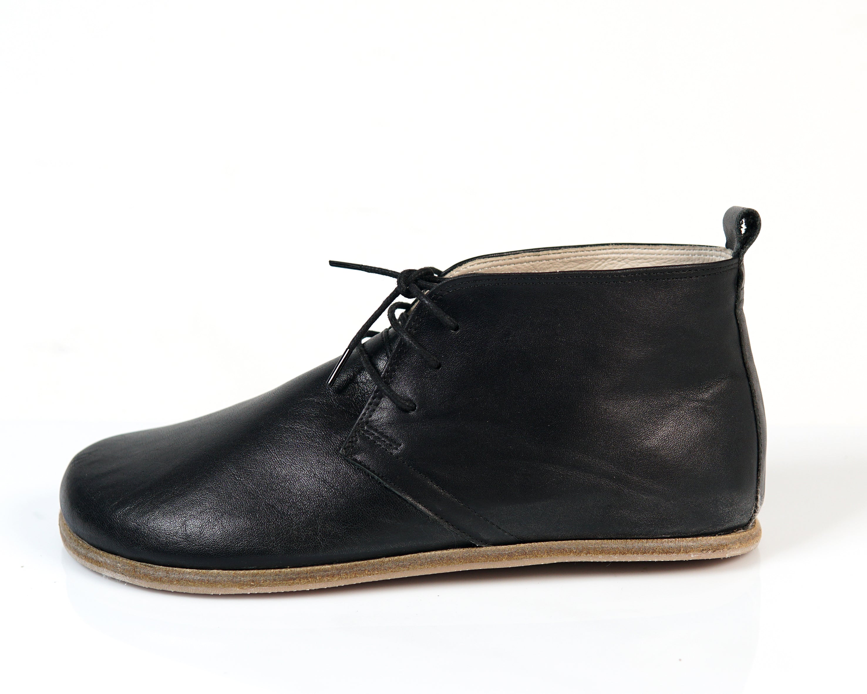 Black Ankle Boots Wide Barefoot Smooth Leather Handmade Shoes Ankle Boots Leather Outsole
