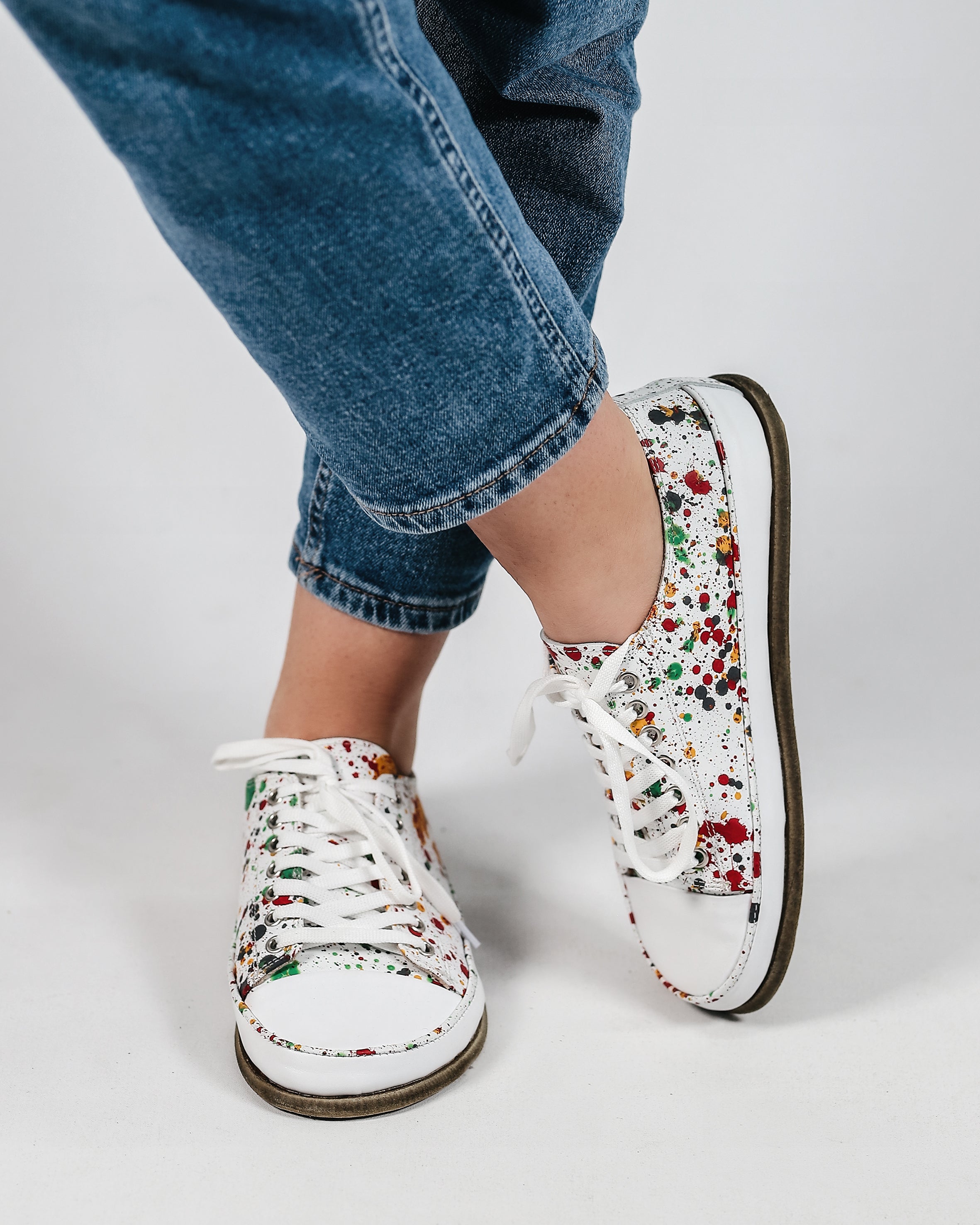 Petra White Converse Style Wide Barefoot Smooth Leather Handmade Shoes Converse Leather Outsole