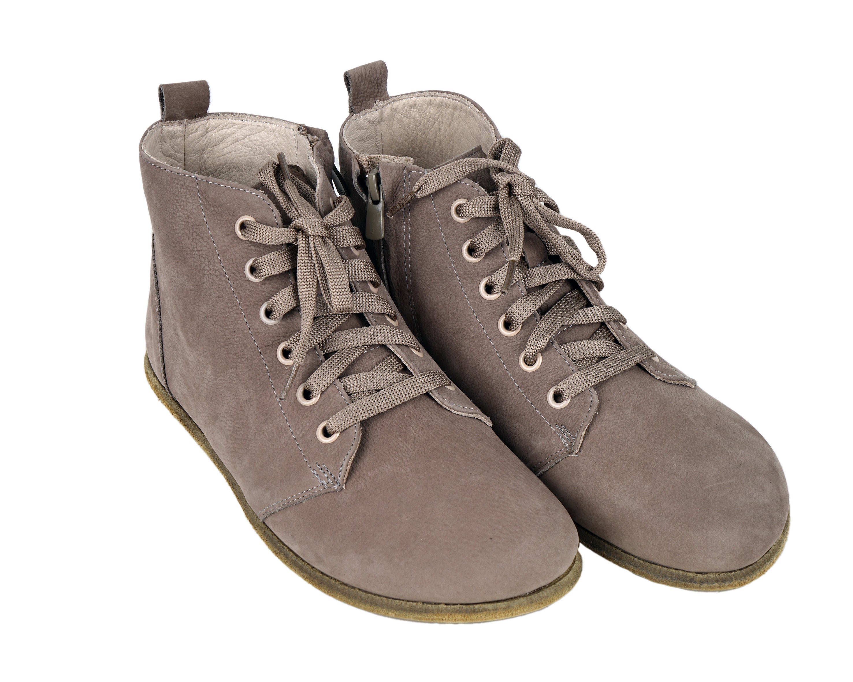 Smoked Short Boots Wide Barefoot Nubuck Leather Handmade Shoes