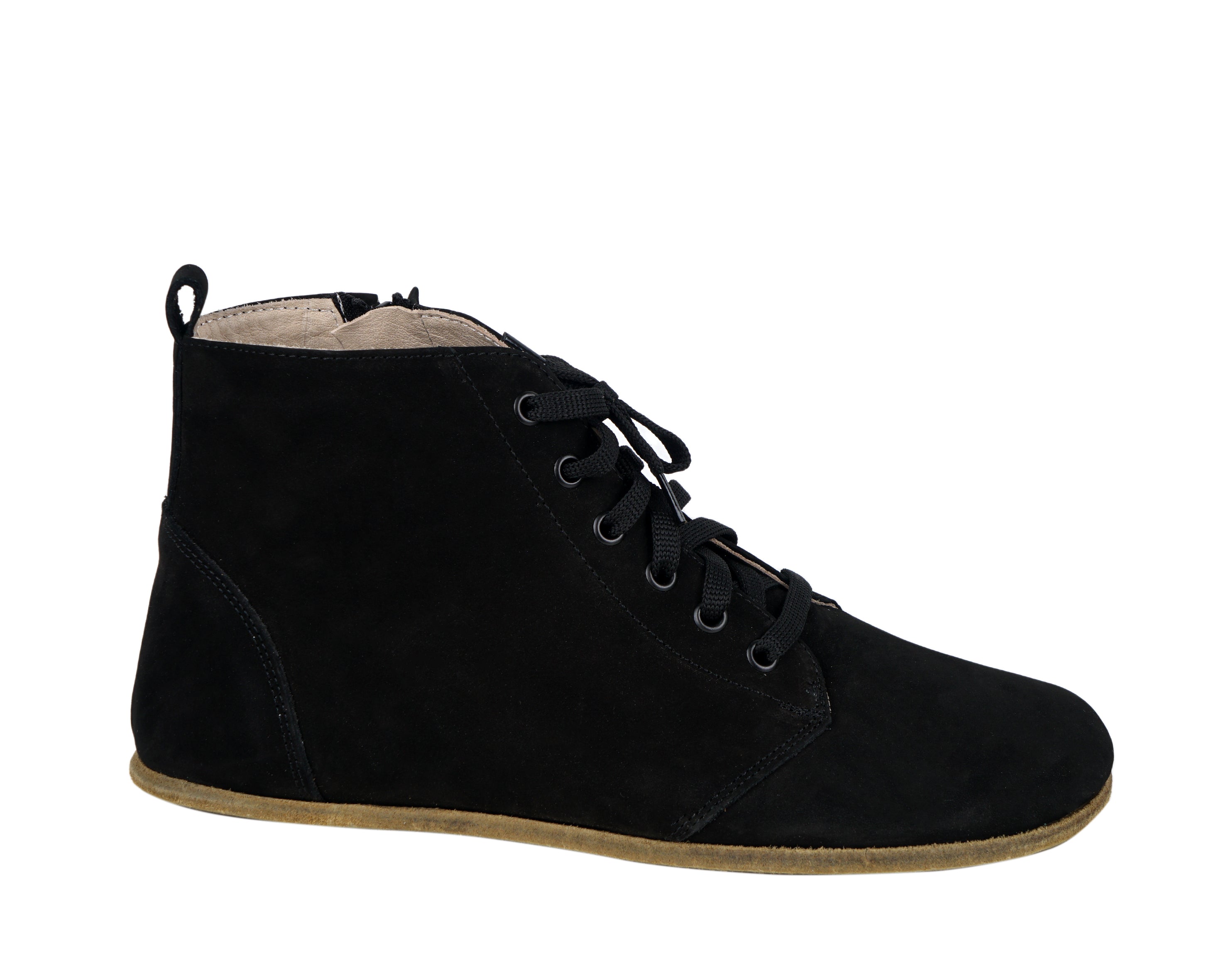 Black Short Boots Wide Barefoot Nubuck Leather Handmade Shoes Short Boots Leather Outsole