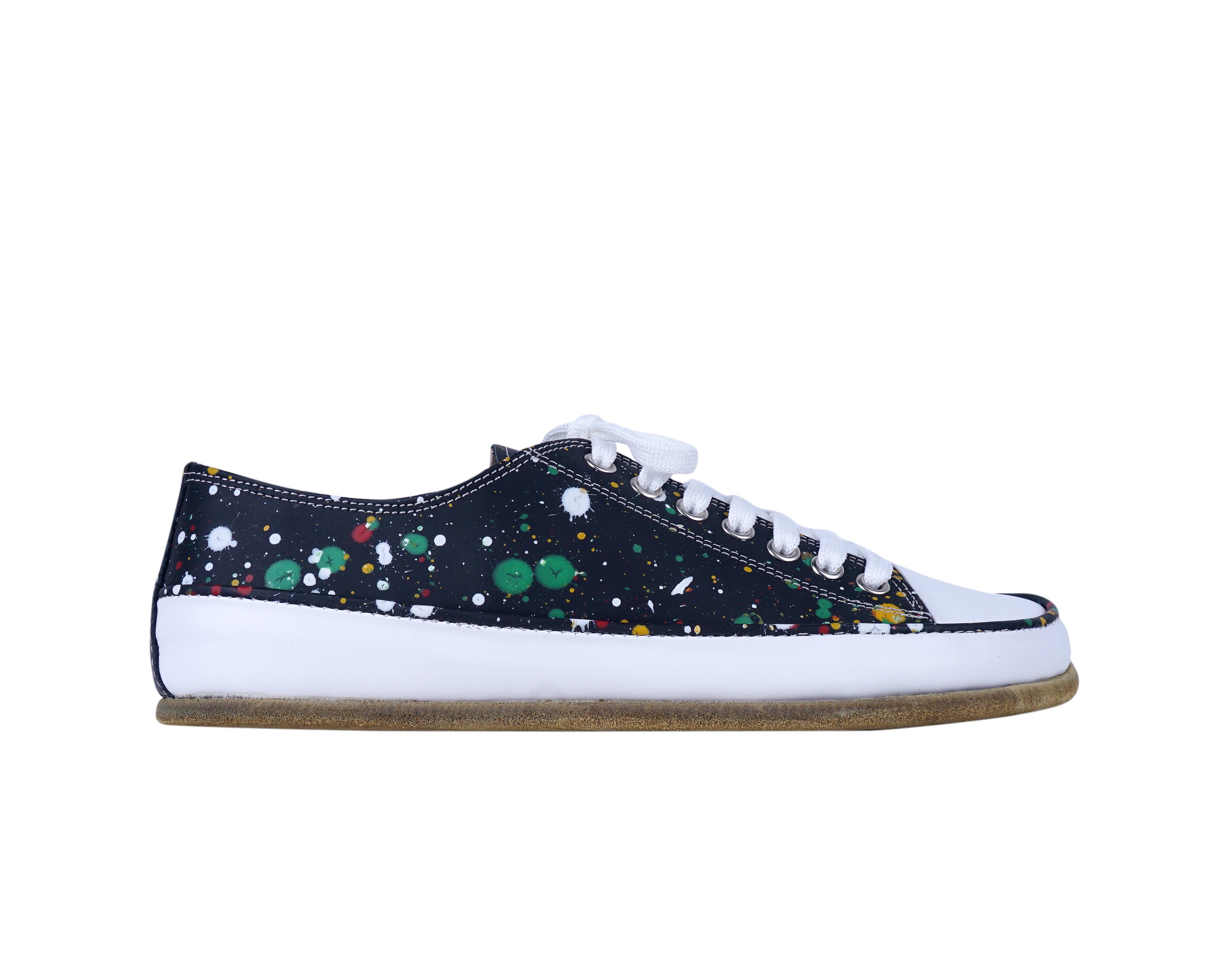 Petra Black Converse Style Wide Barefoot Smooth Leather Handmade Shoes Converse Leather Outsole