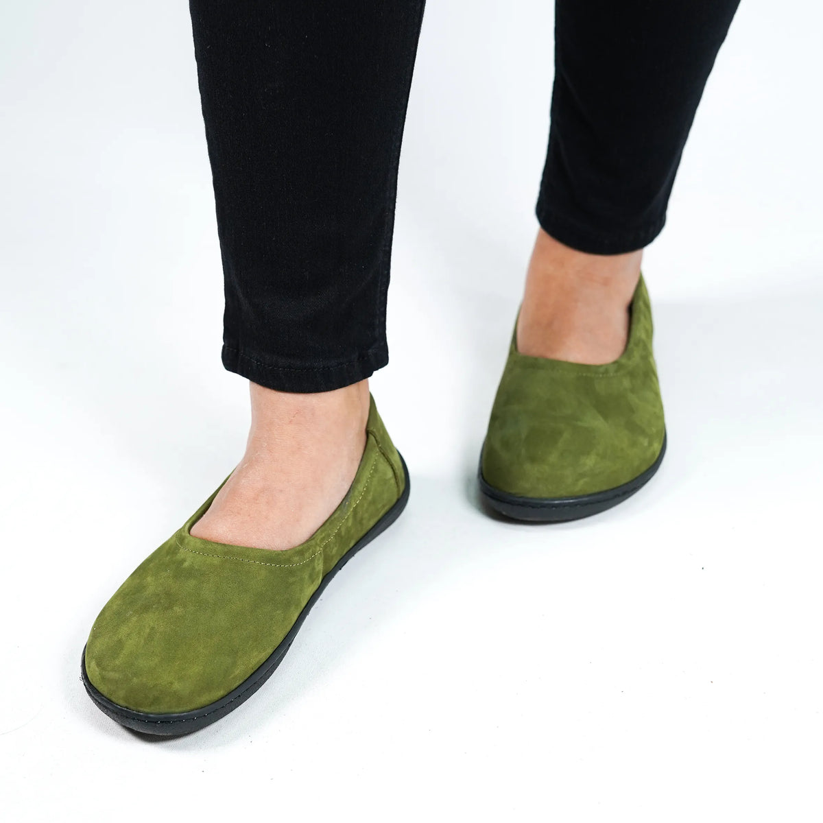 Nubuck Barefoot Ballet Shoes – 6 mm Rubber Sole – Green