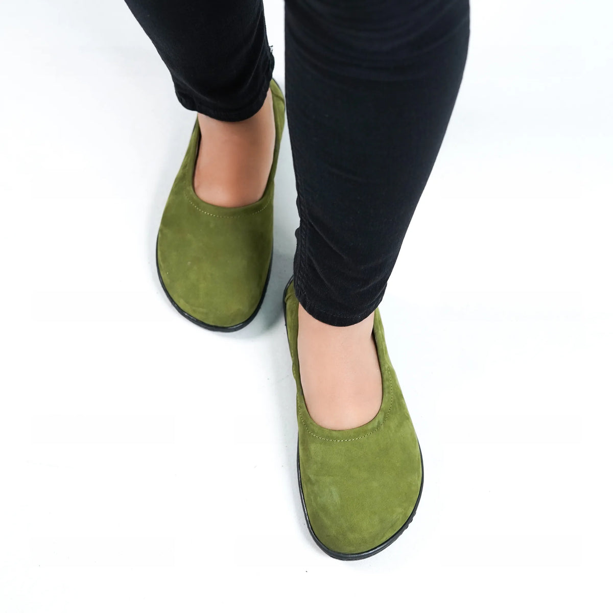 Nubuck Barefoot Ballet Shoes – 6 mm Rubber Sole – Green
