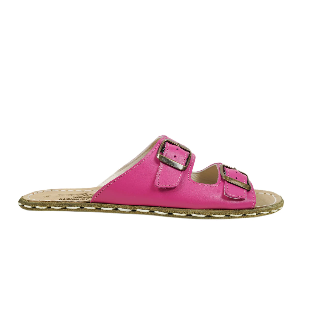 Smooth Barefoot Double Strap Sandals Shoes — Leather Sole – Fuscia