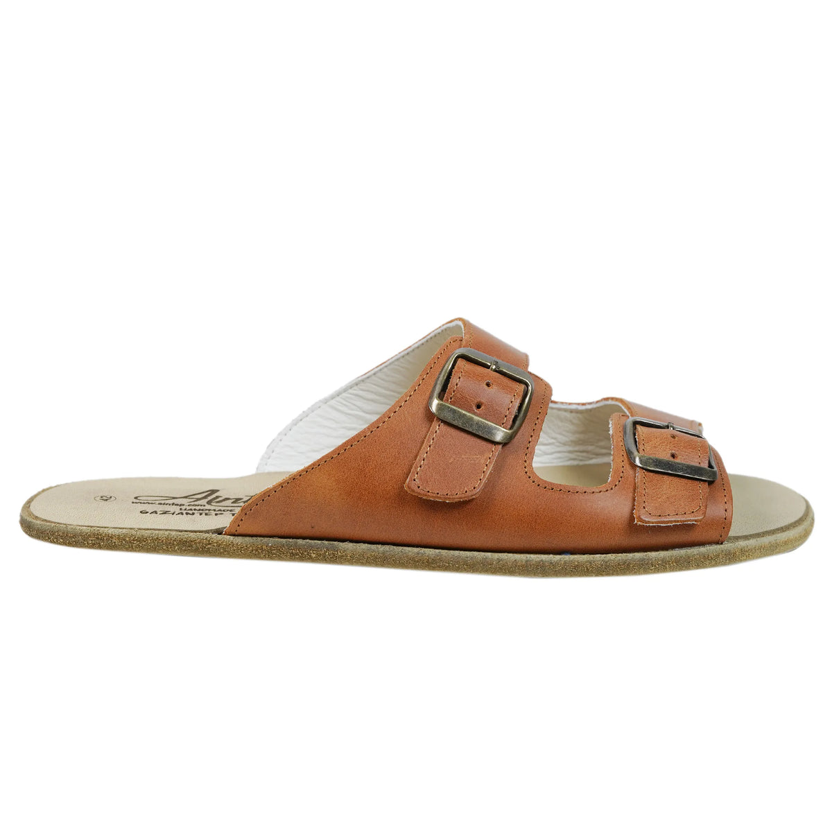 Crazy Barefoot Double Strap Sandals Shoes – Classic Sole — Leather Sole – Honey Camel