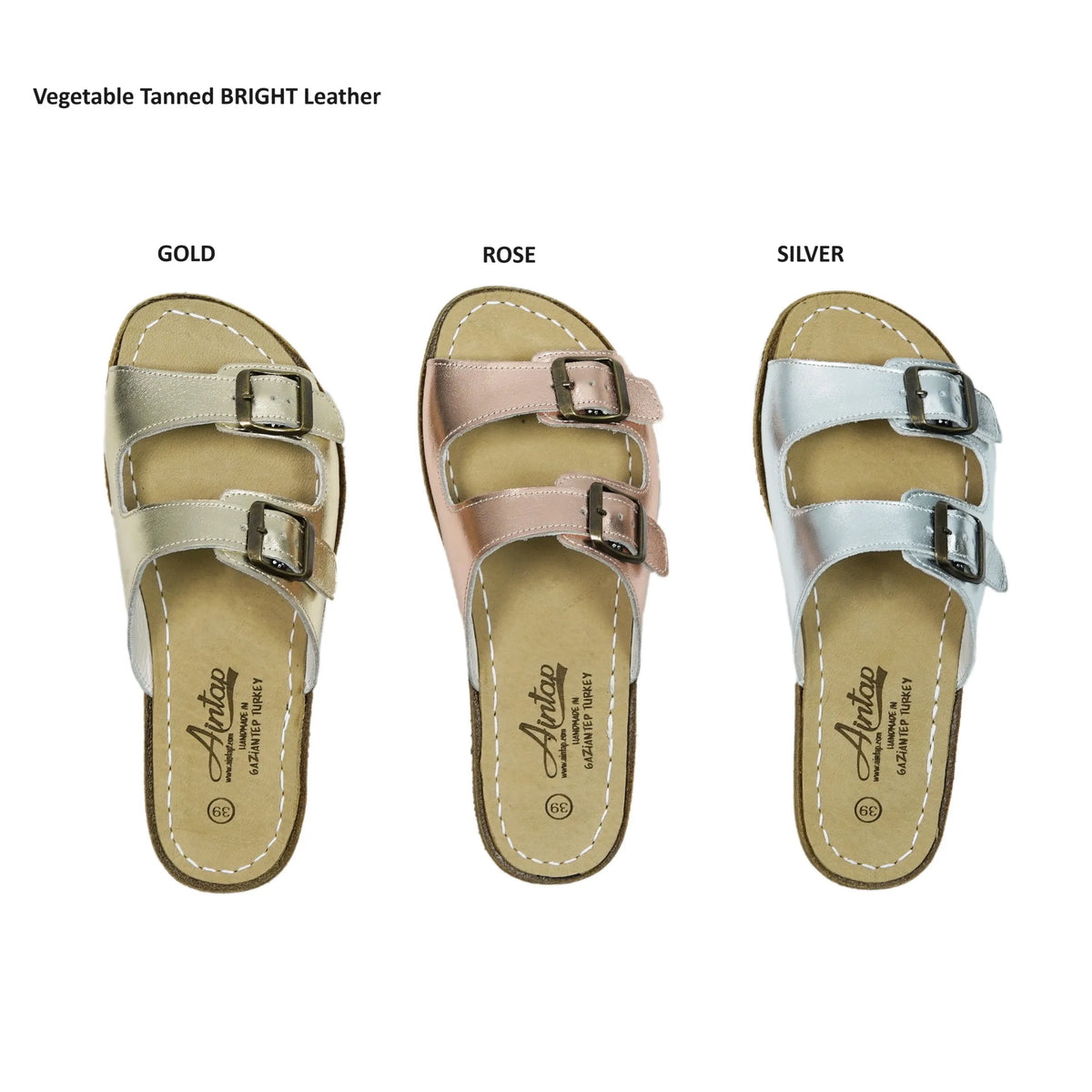 Bright Barefoot Double Strap Sandals Shoes – Classic Sole — Leather Sole – Silver