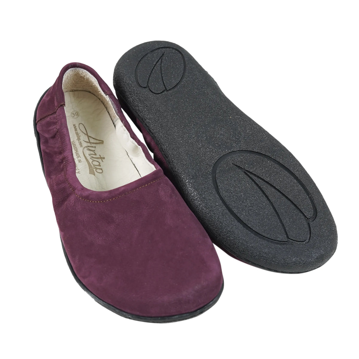 Nubuck Barefoot Ballet Shoes – 6 mm Rubber Sole – Burgundy