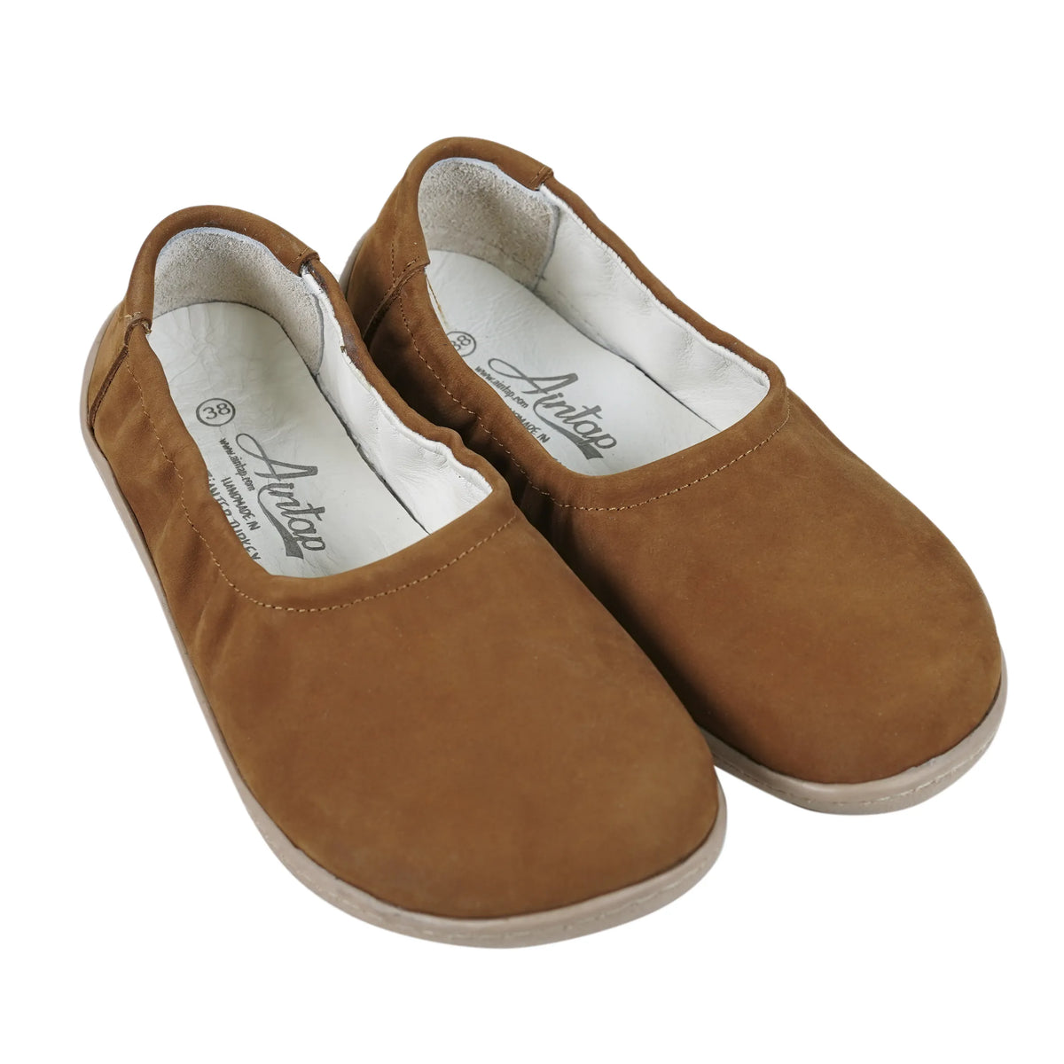 Nubuck Barefoot Ballet Shoes – 6 mm Rubber Sole – Tan