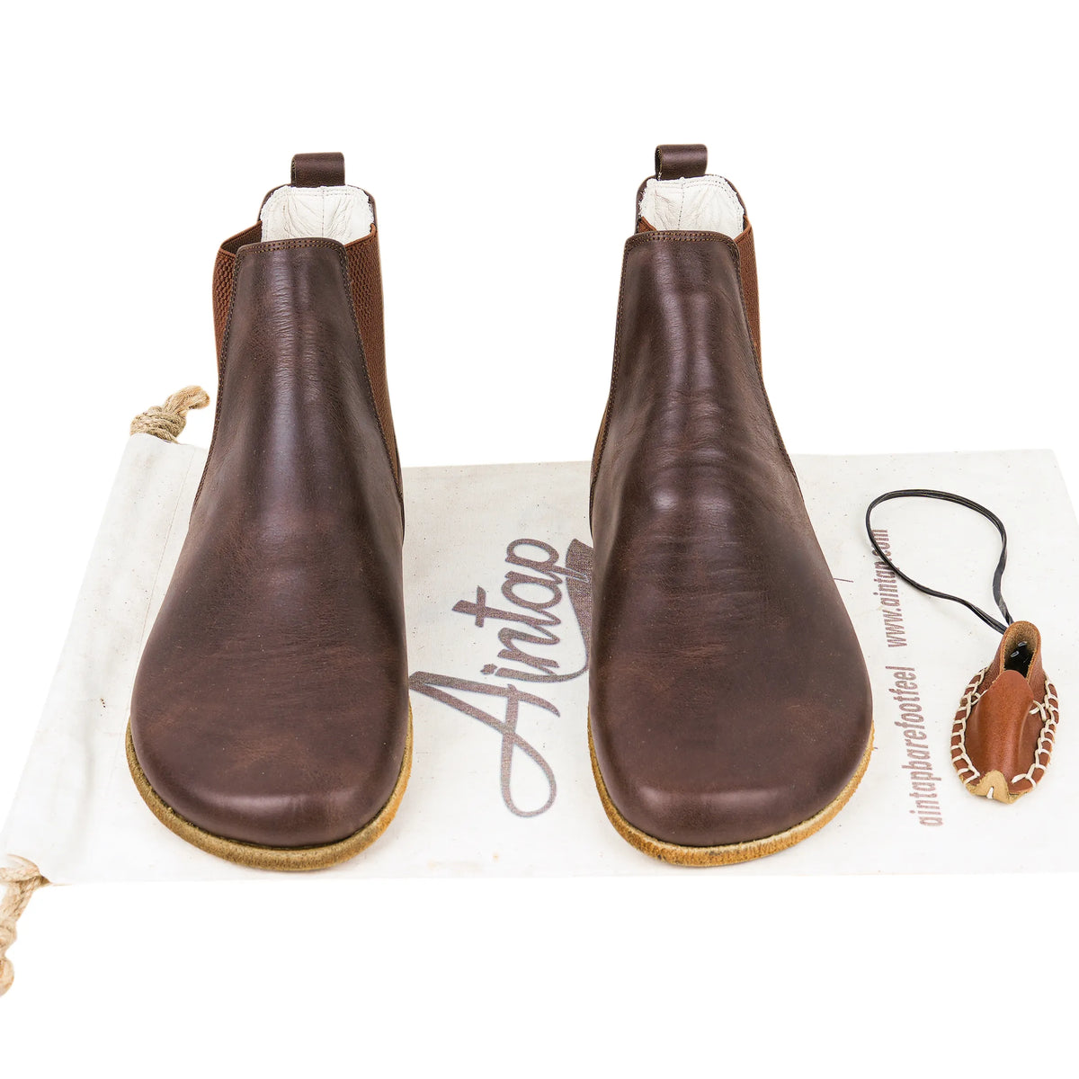 Crazy Barefoot Chelsea Boots Shoes – Classic Sole — Leather Sole – Dark Brown