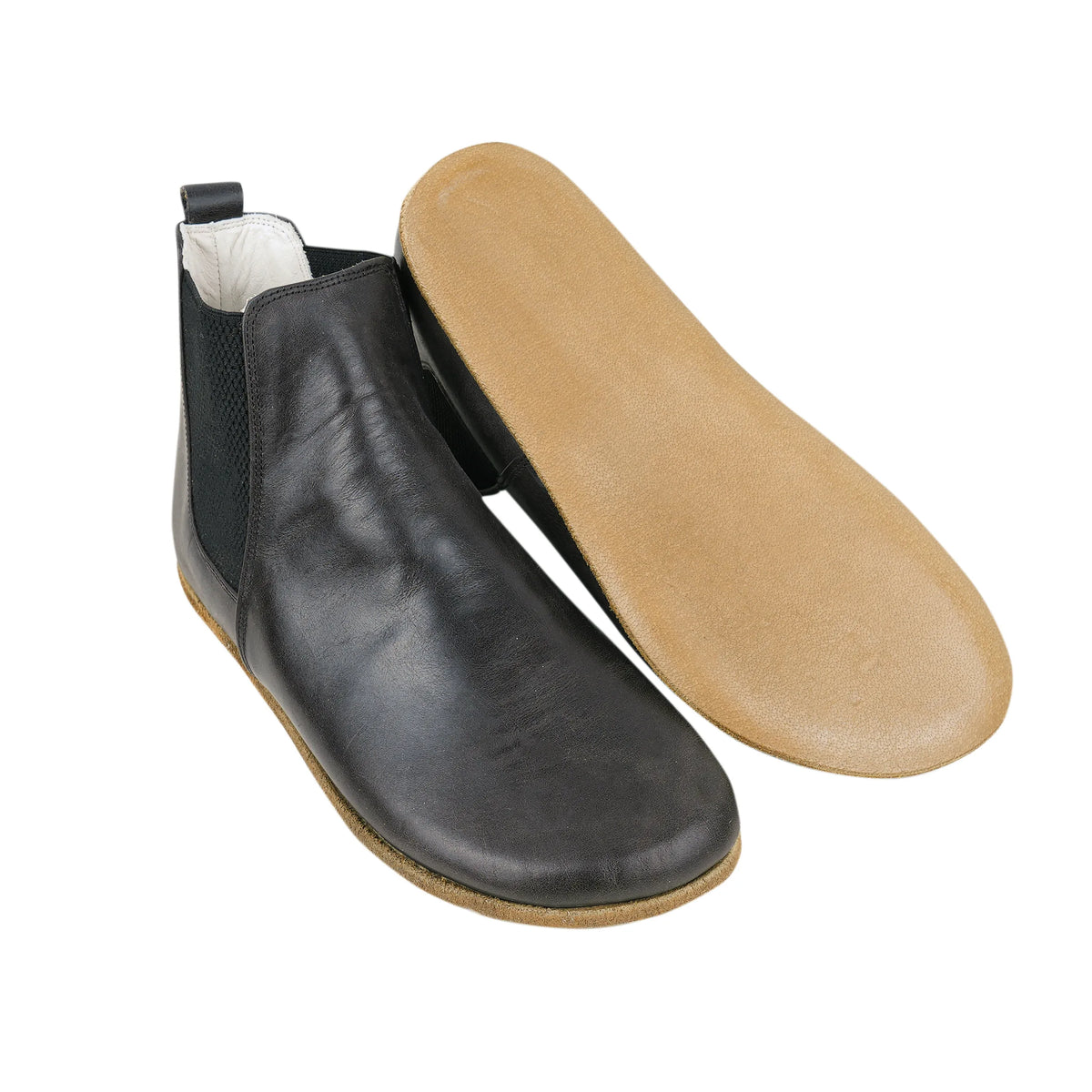 Crazy Barefoot Chelsea Boots Shoes – Classic Sole — Leather Sole – Black