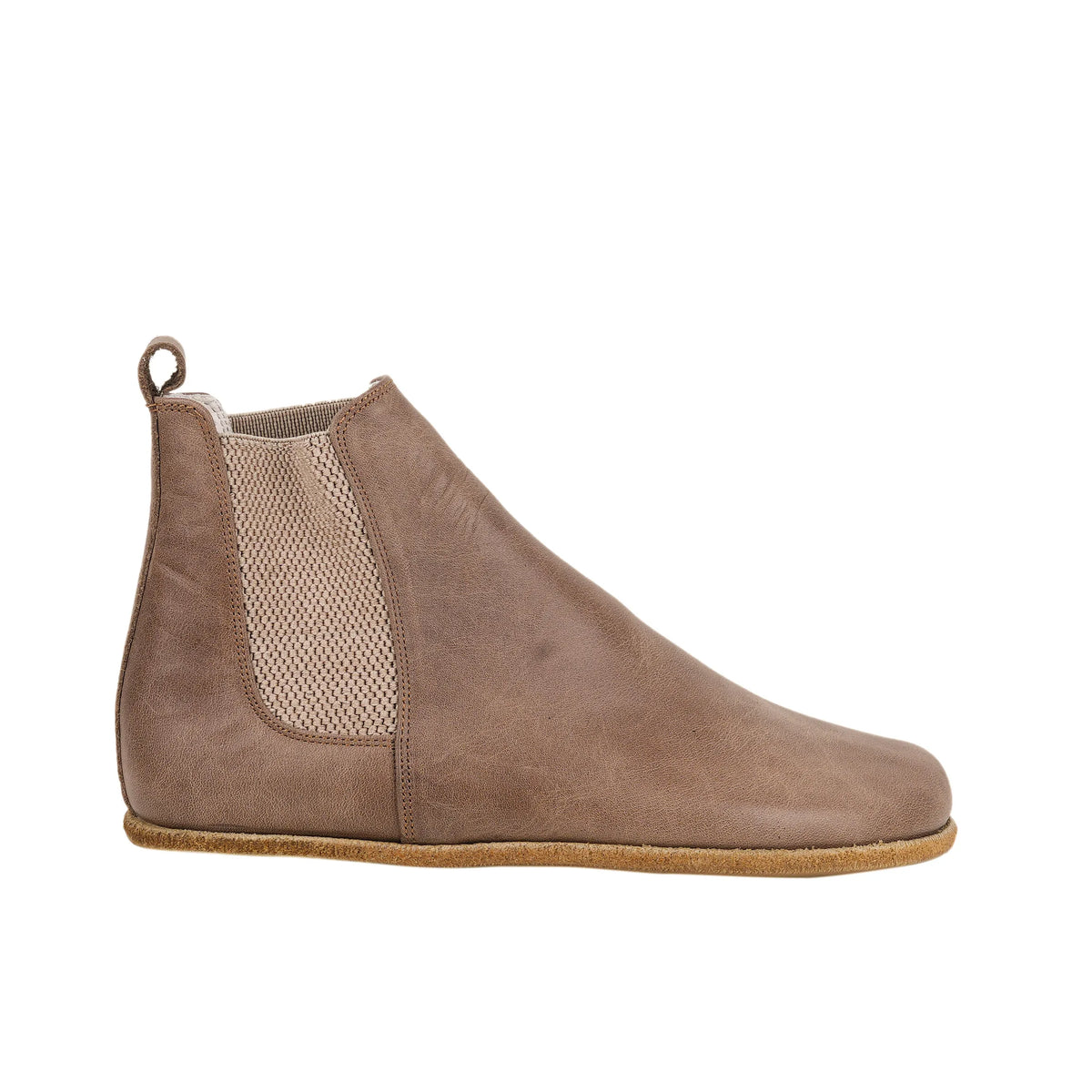 Crazy Barefoot Chelsea Boots Shoes – Classic Sole — Leather Sole – Beige Bizon