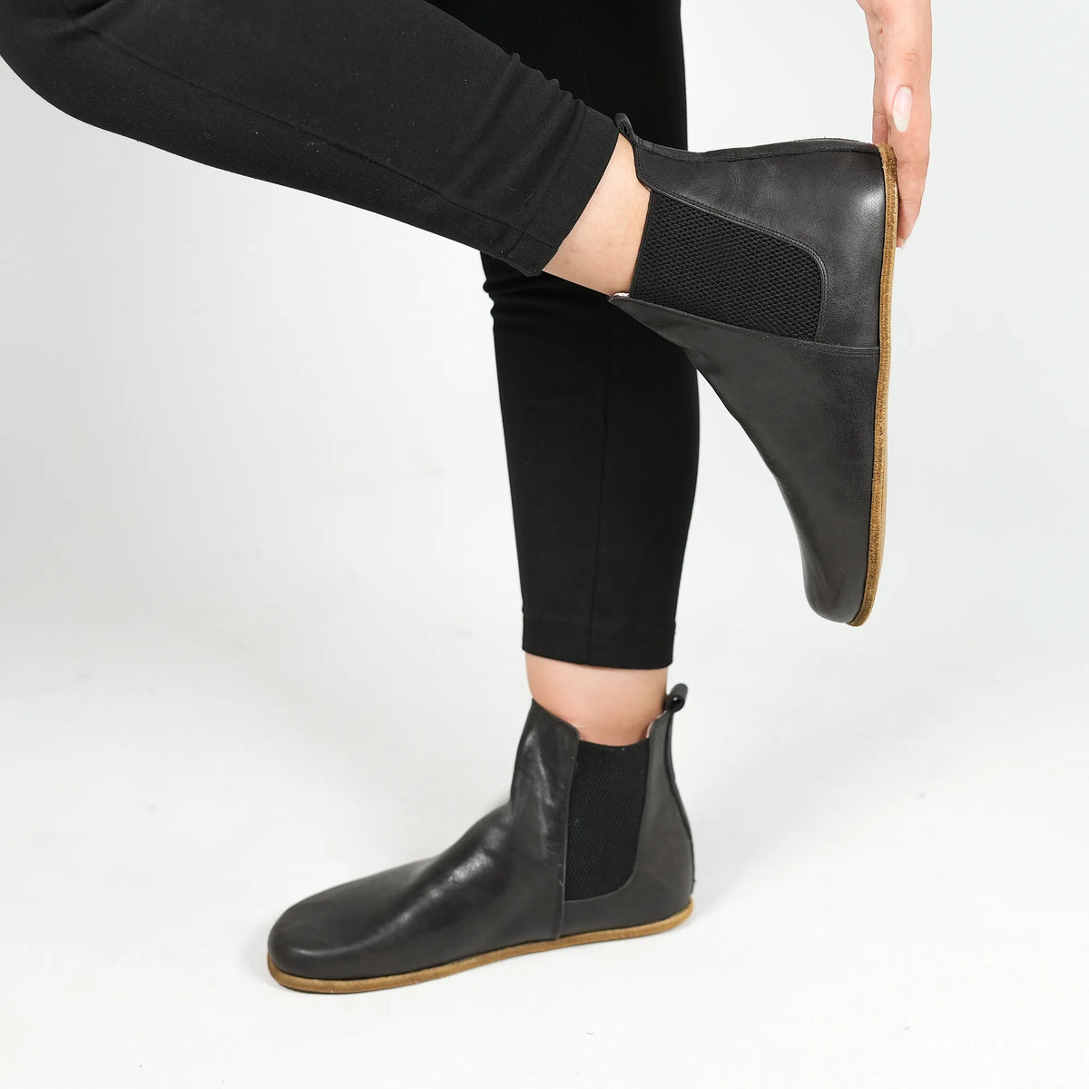 Crazy Barefoot Chelsea Boots Shoes – Classic Sole — Leather Sole – Black