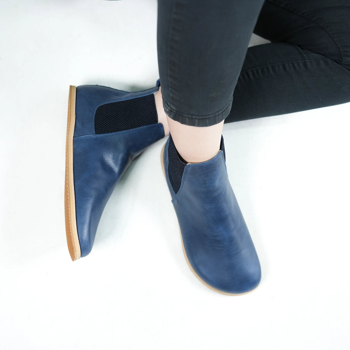 Crazy Barefoot Chelsea Boots Shoes – Eva Outsole – Navy Blue
