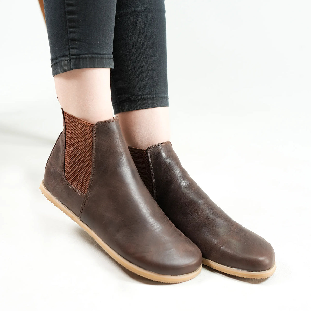Crazy Barefoot Chelsea Boots Shoes – Eva Outsole – Dark Brown