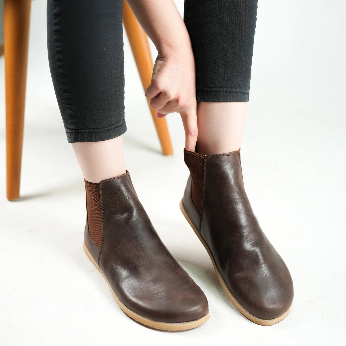 Crazy Barefoot Chelsea Boots Shoes – Eva Outsole – Dark Brown