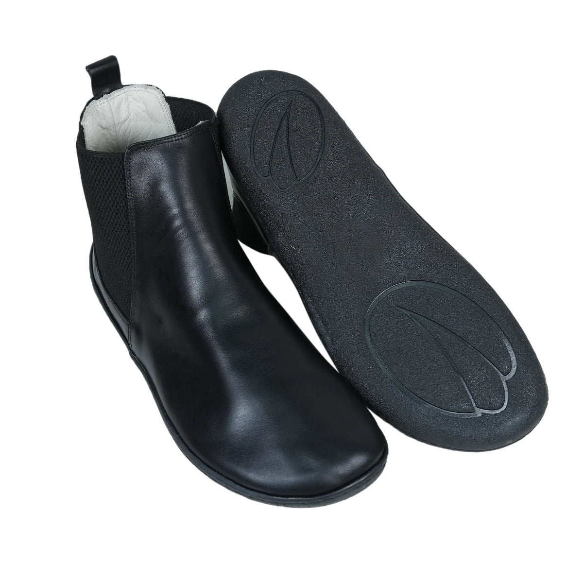 Smooth Barefoot Chelsea Boots Shoes – 6mm Rubber Sole – Black