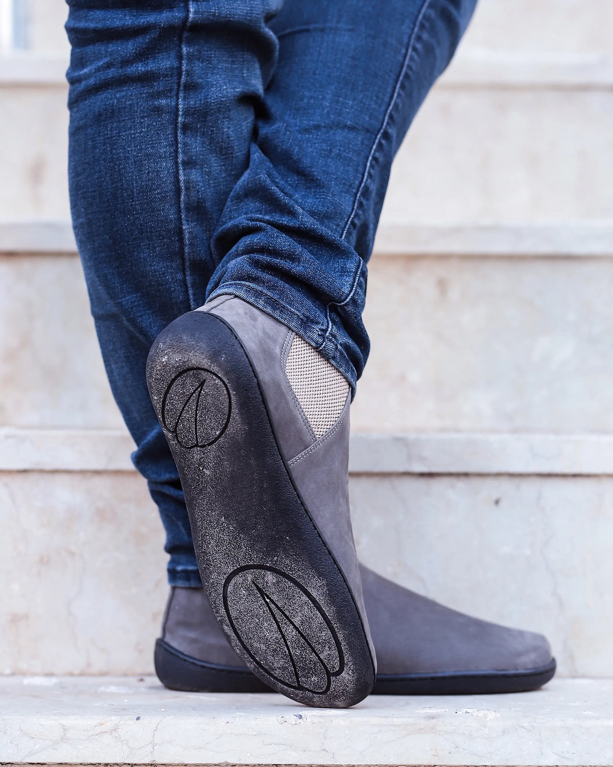 Nubuck Barefoot Chelsea Boots Shoes – 6mm Rubber Sole – Gray