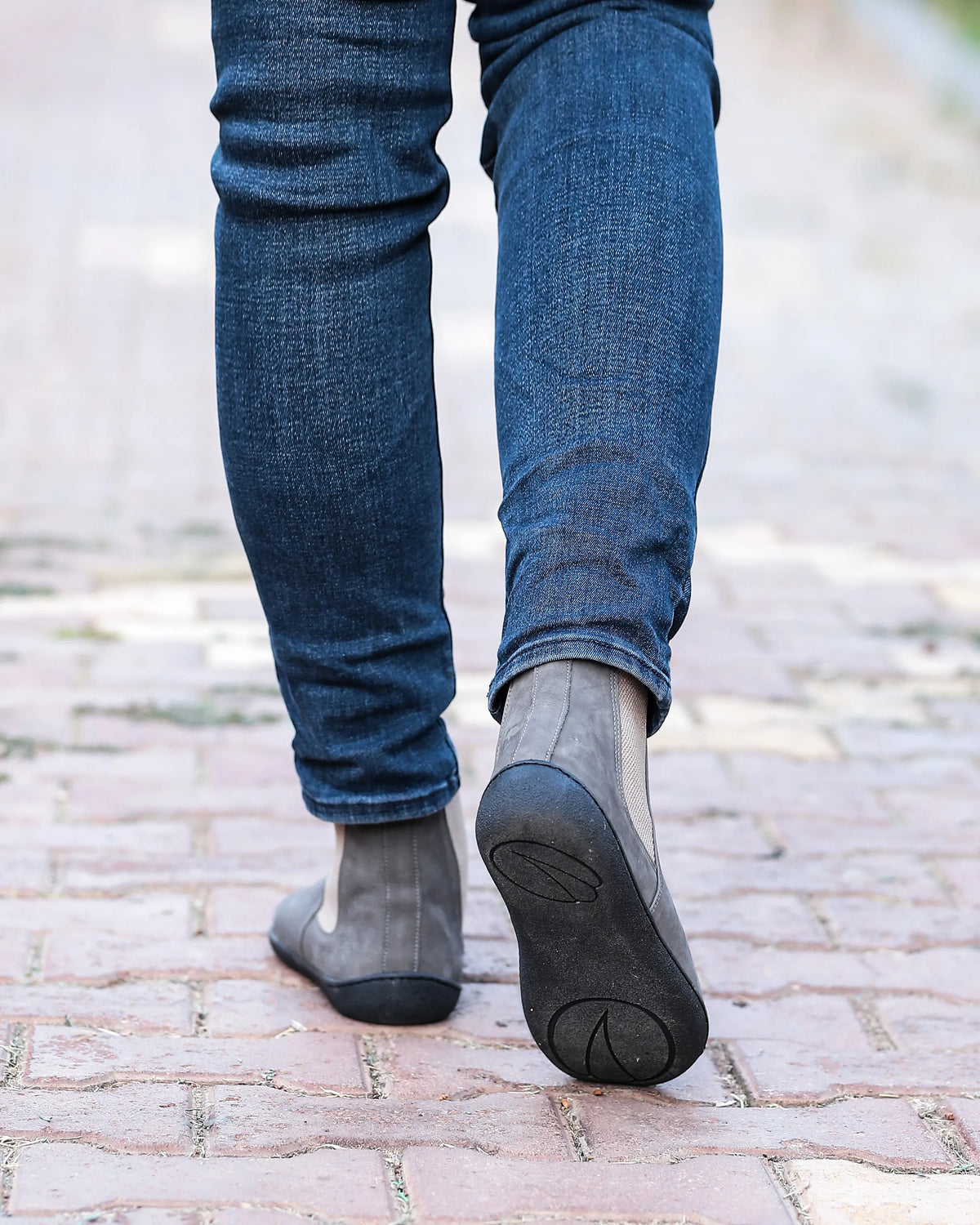 Nubuck Barefoot Chelsea Boots Shoes – 6mm Rubber Sole – Gray