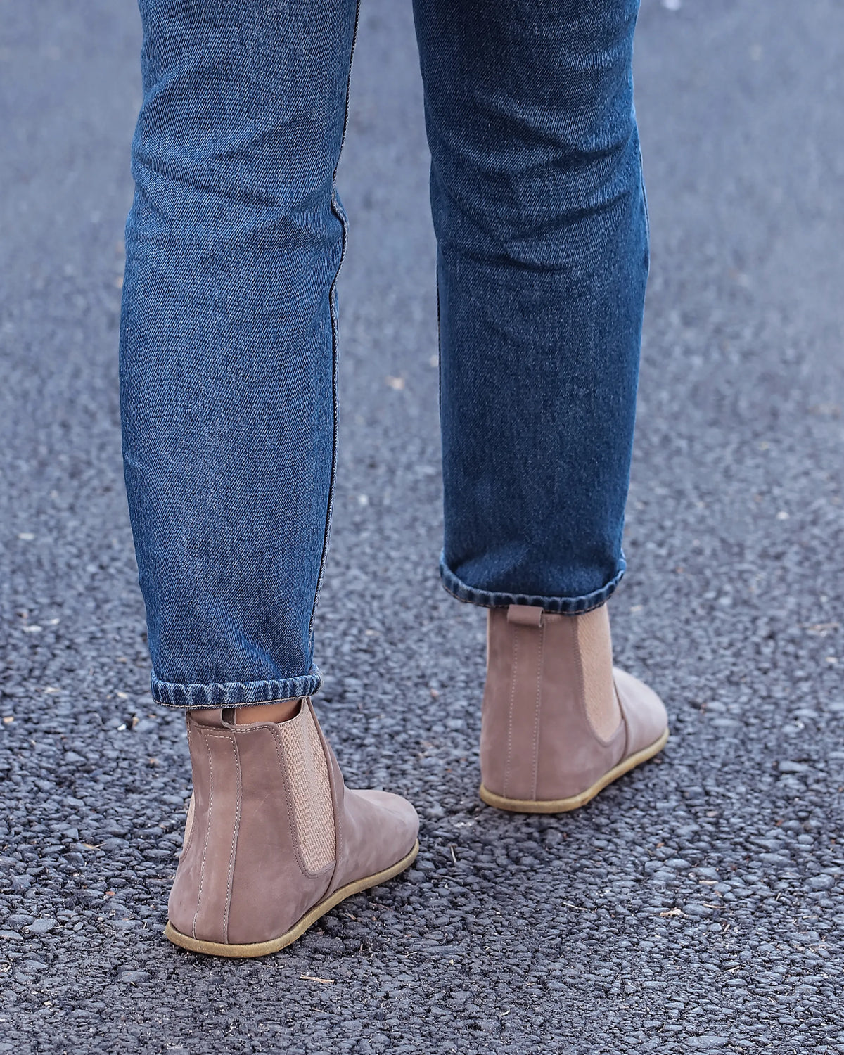 Nubuck Barefoot Chelsea Boots Shoes – Classic Sole — Leather Sole – Smoked