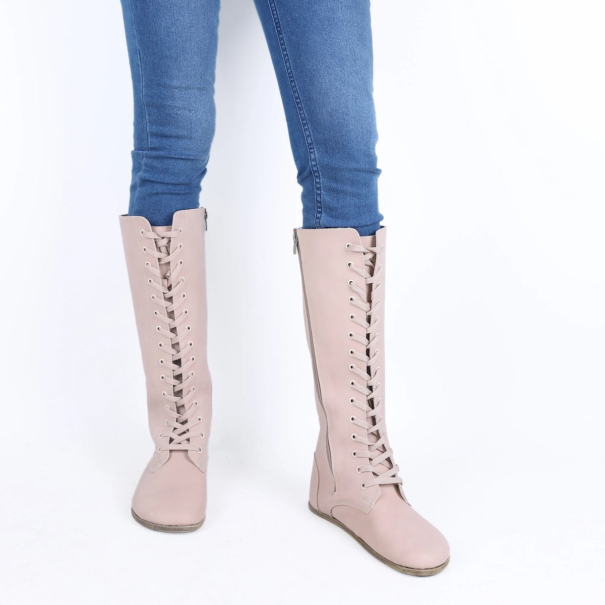 Crazy Barefoot Laces Knee Boots Shoes – Classic Sole — Leather Sole – Undyed Crust