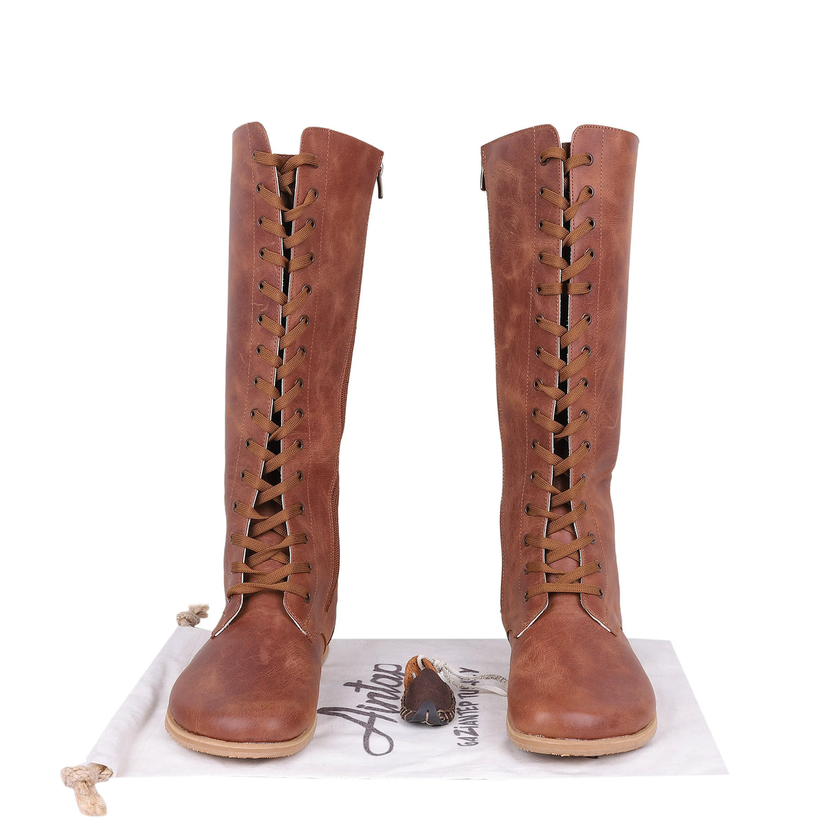 Crazy Barefoot Lace Knee Boots Shoes – Eva Outsole – Brown