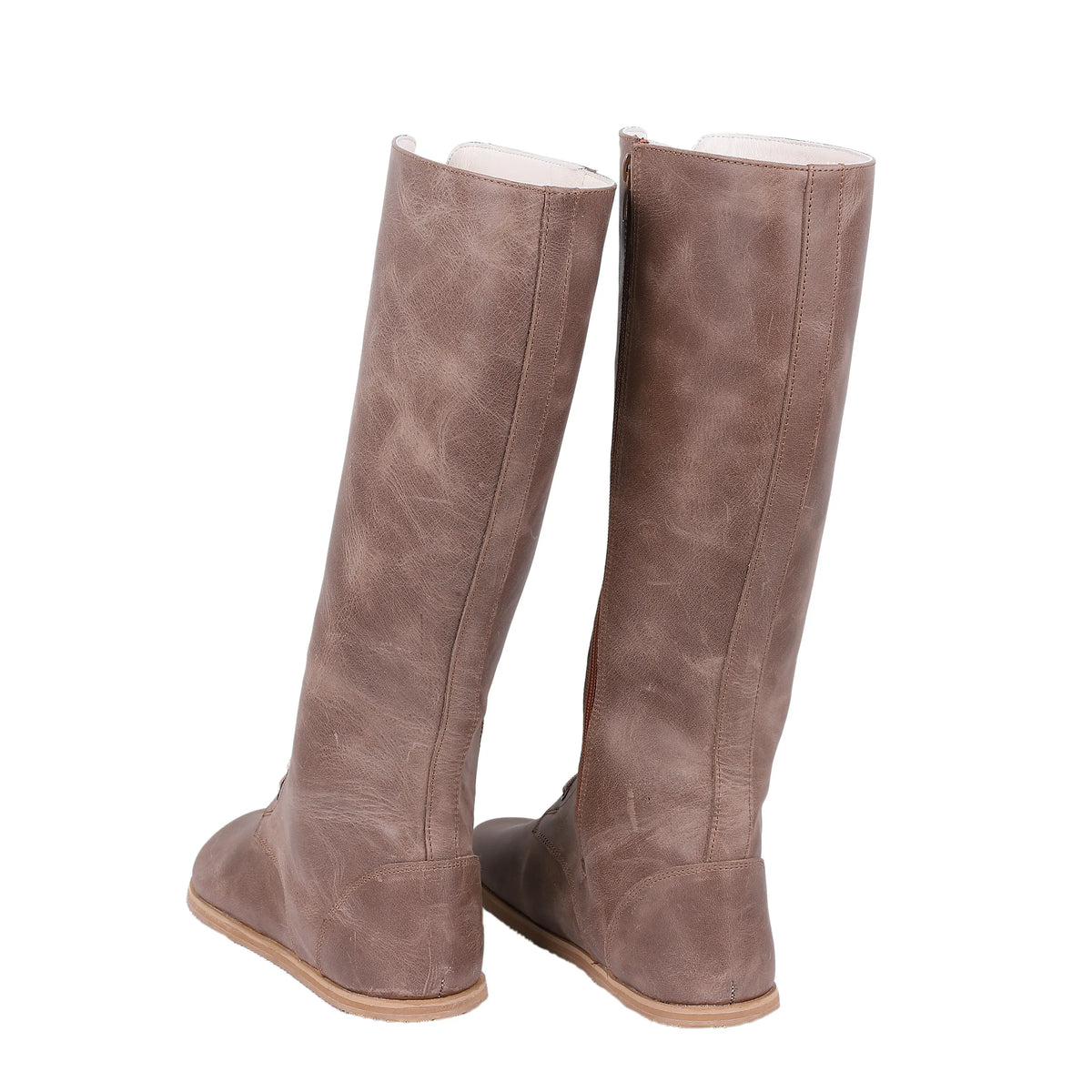Crazy Barefoot Lace Knee Boots Shoes – Eva Outsole – Beige Bizon