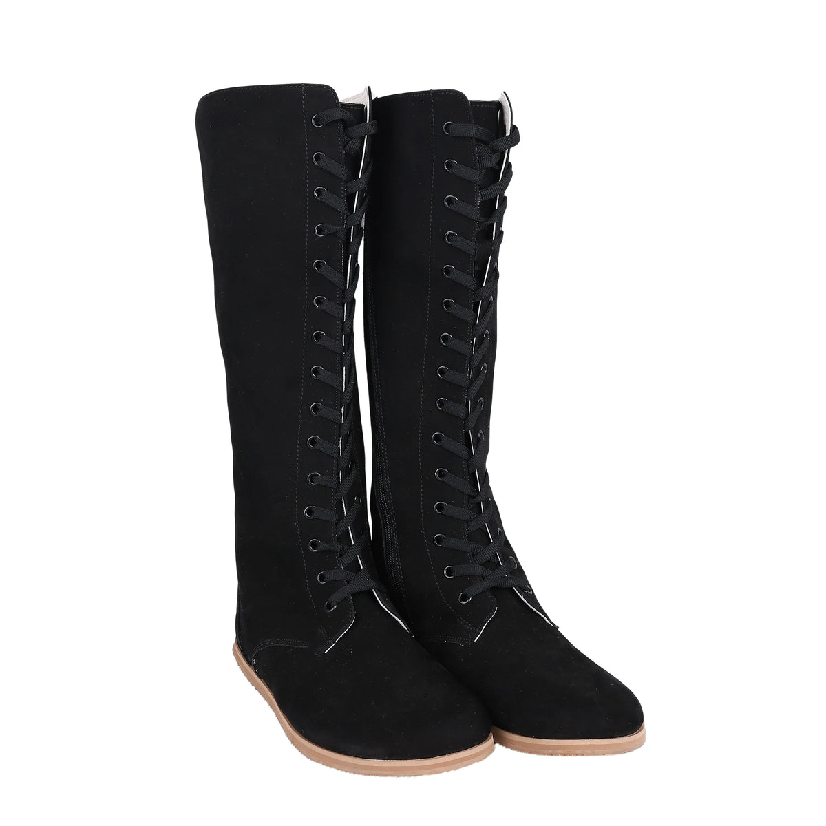 Nubuck Barefoot Laces Knee Boots Shoes – Eva Outsole – Black