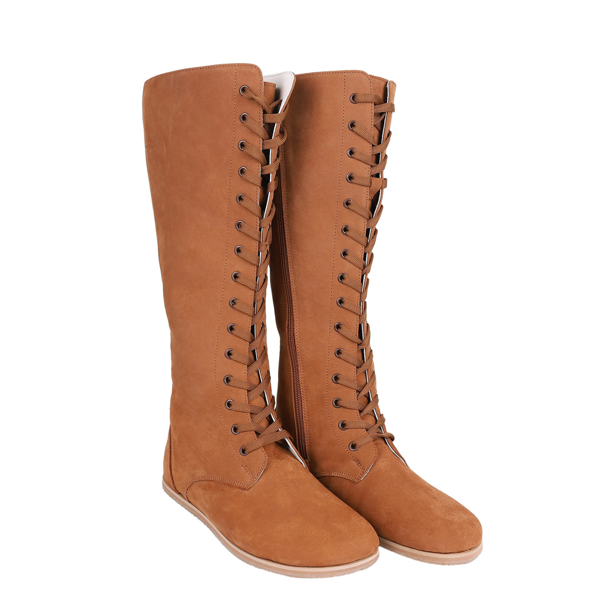 Nubuck Barefoot Laces Knee Boots Shoes – Eva Outsole – Tan
