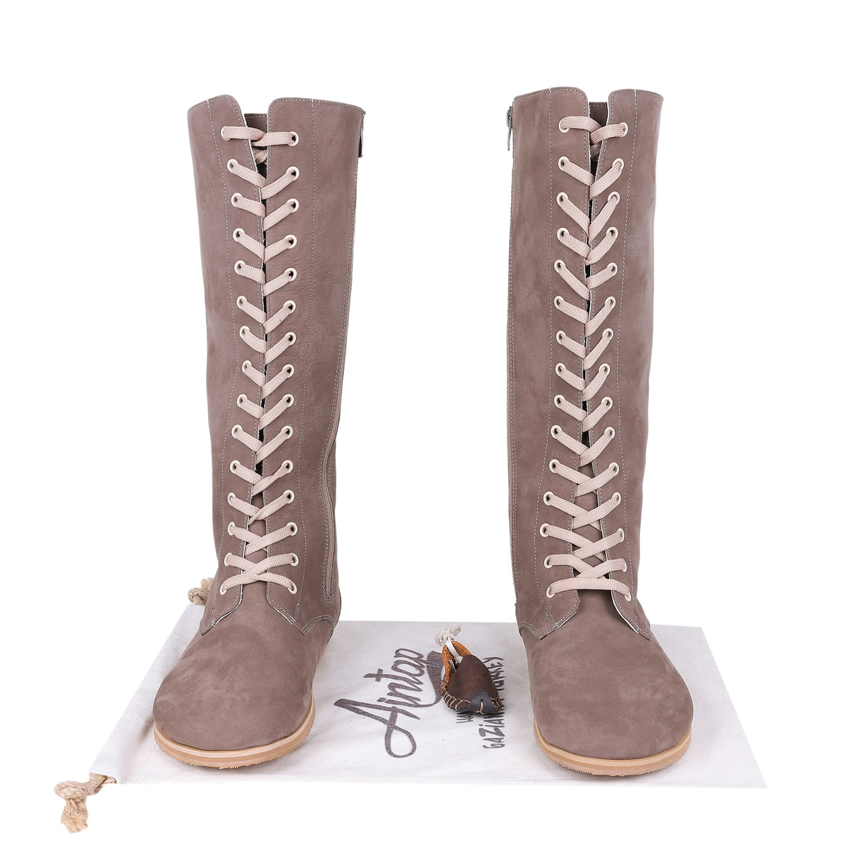 Nubuck Barefoot Laces Knee Boots Shoes – Eva Outsole – Smoked