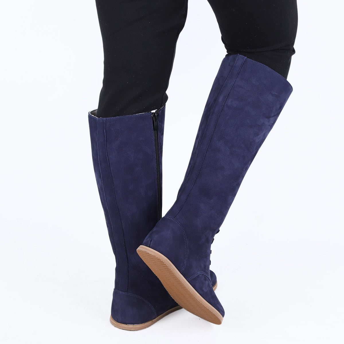 Nubuck Barefoot Laces Knee Boots Shoes – Eva Outsole – Navy Blue