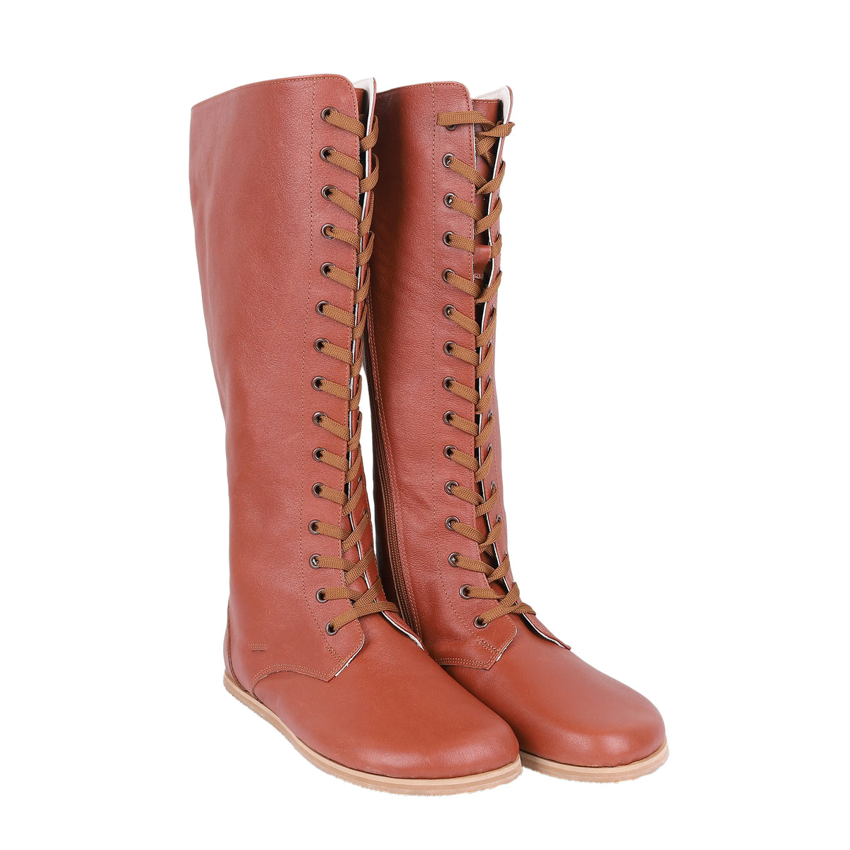 Smooth Barefoot Laces Knee Boots Shoes – Eva Outsole – Brown