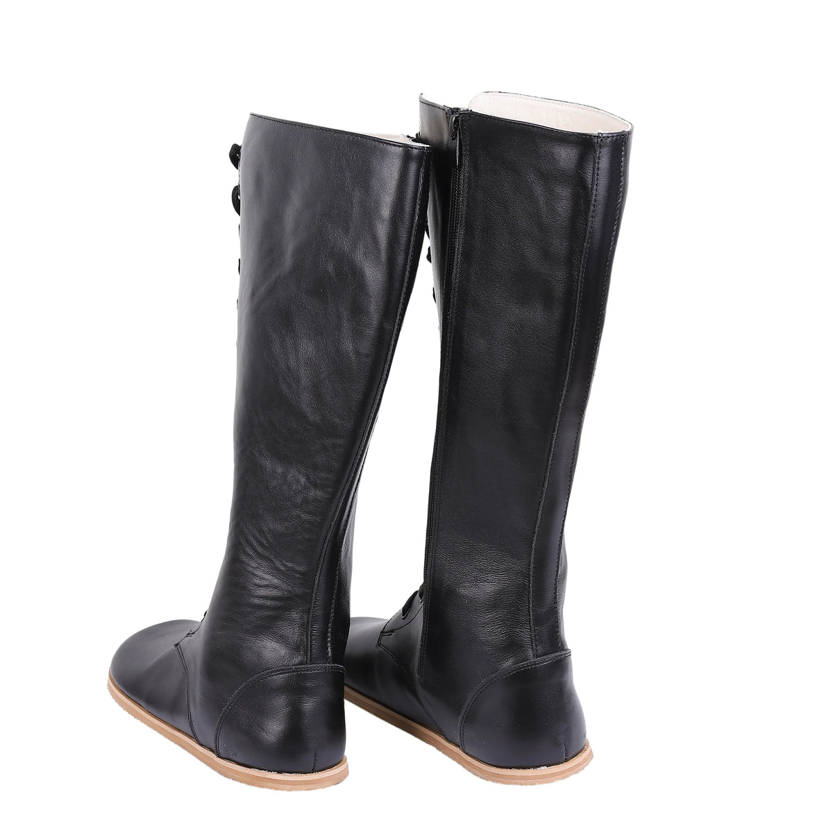 Smooth Barefoot Laces Knee Boots Shoes – Eva Outsole – Black