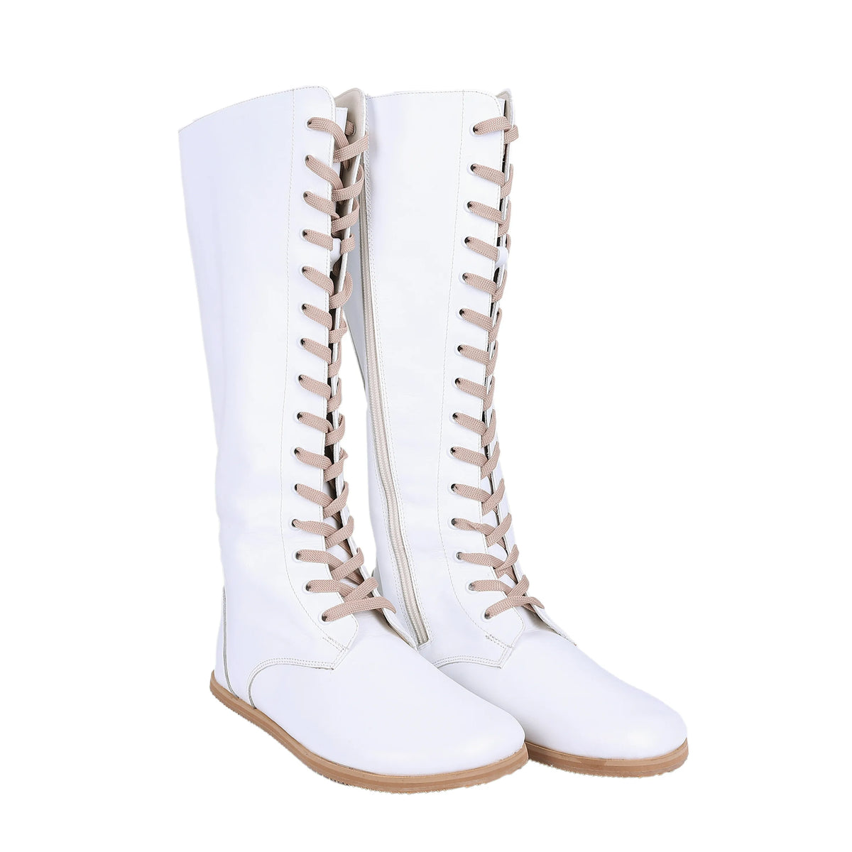 Smooth Barefoot Laces Knee Boots Shoes – Eva Outsole – White