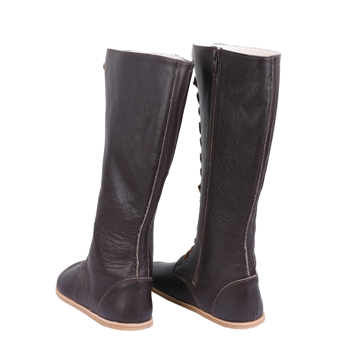 Smooth Barefoot Laces Knee Boots Shoes – Eva Outsole – Dark Brown