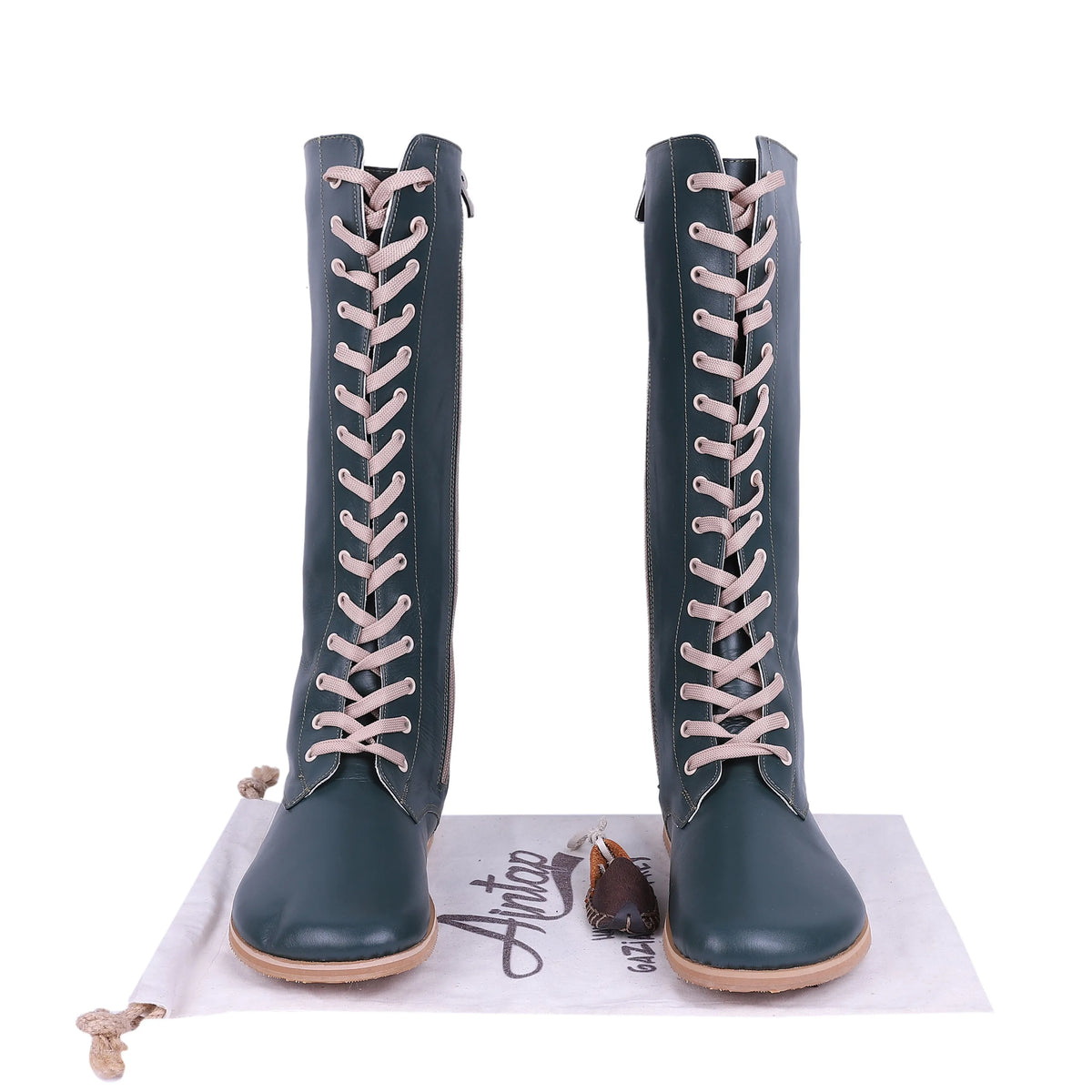 Smooth Barefoot Laces Knee Boots Shoes – Eva Outsole – Green