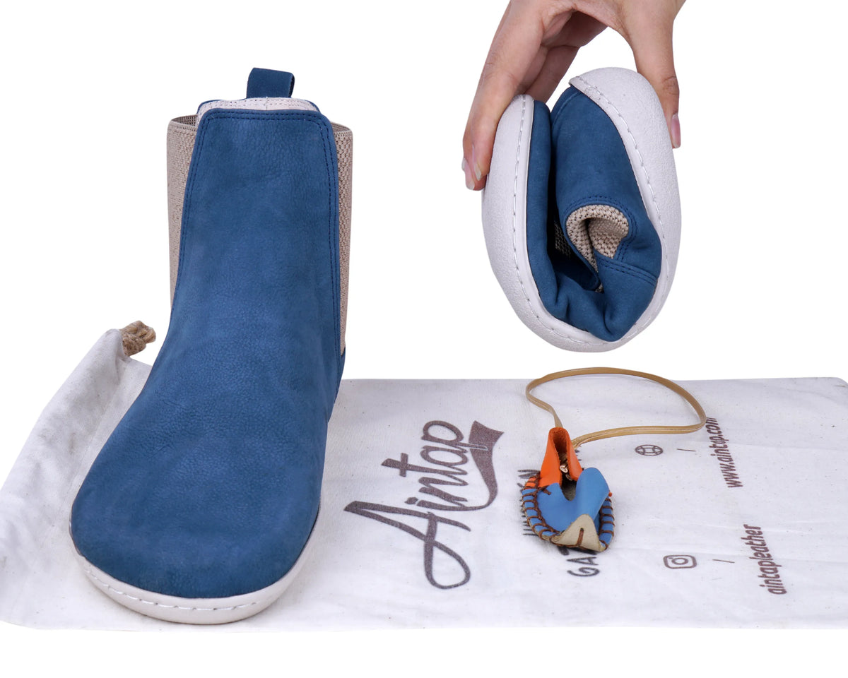 Nubuck Barefoot Chelsea Boots Shoes – 6mm Rubber Sole – Jeans
