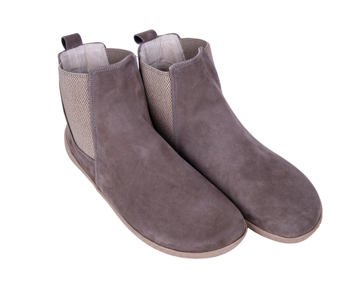 Nubuck Barefoot Chelsea Boots Shoes – 6mm Rubber Sole – Smoked