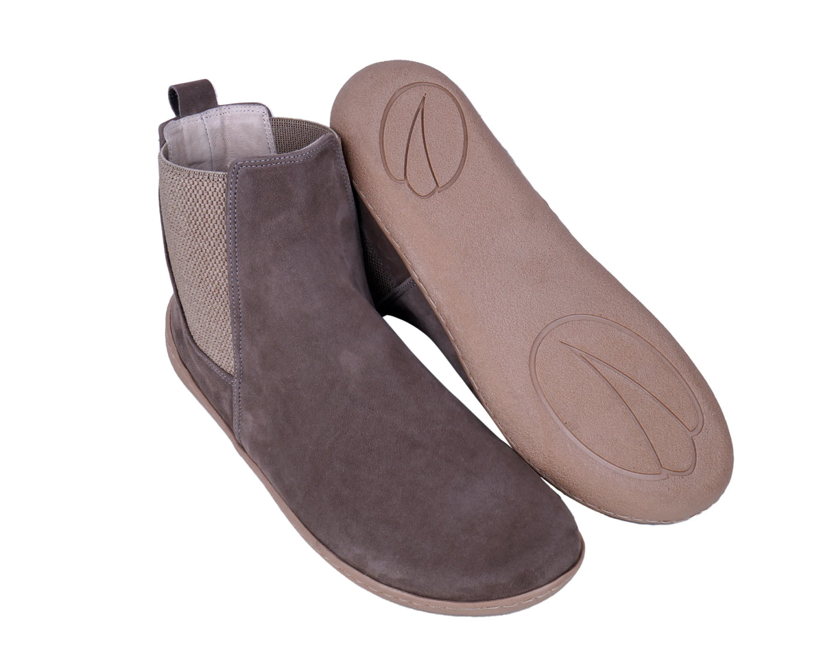 Nubuck Barefoot Chelsea Boots Shoes – 6mm Rubber Sole – Smoked