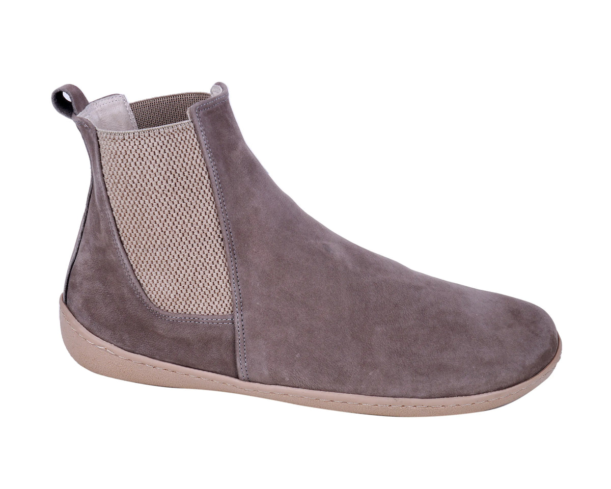 Nubuck Barefoot Chelsea Boots Shoes – 6mm Rubber Sole – Smoked