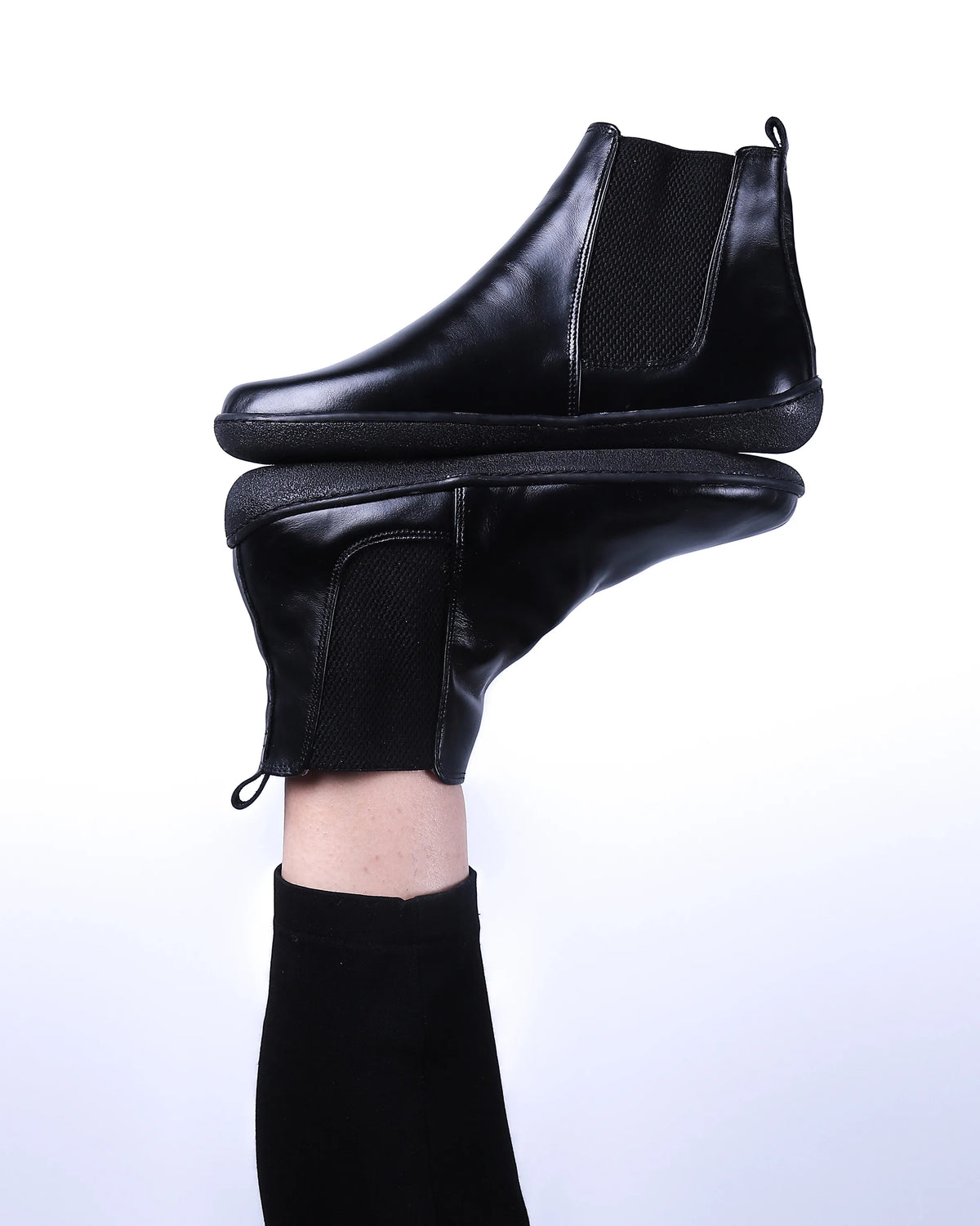 Smooth Barefoot Chelsea Boots Shoes – 6mm Rubber Sole – Black