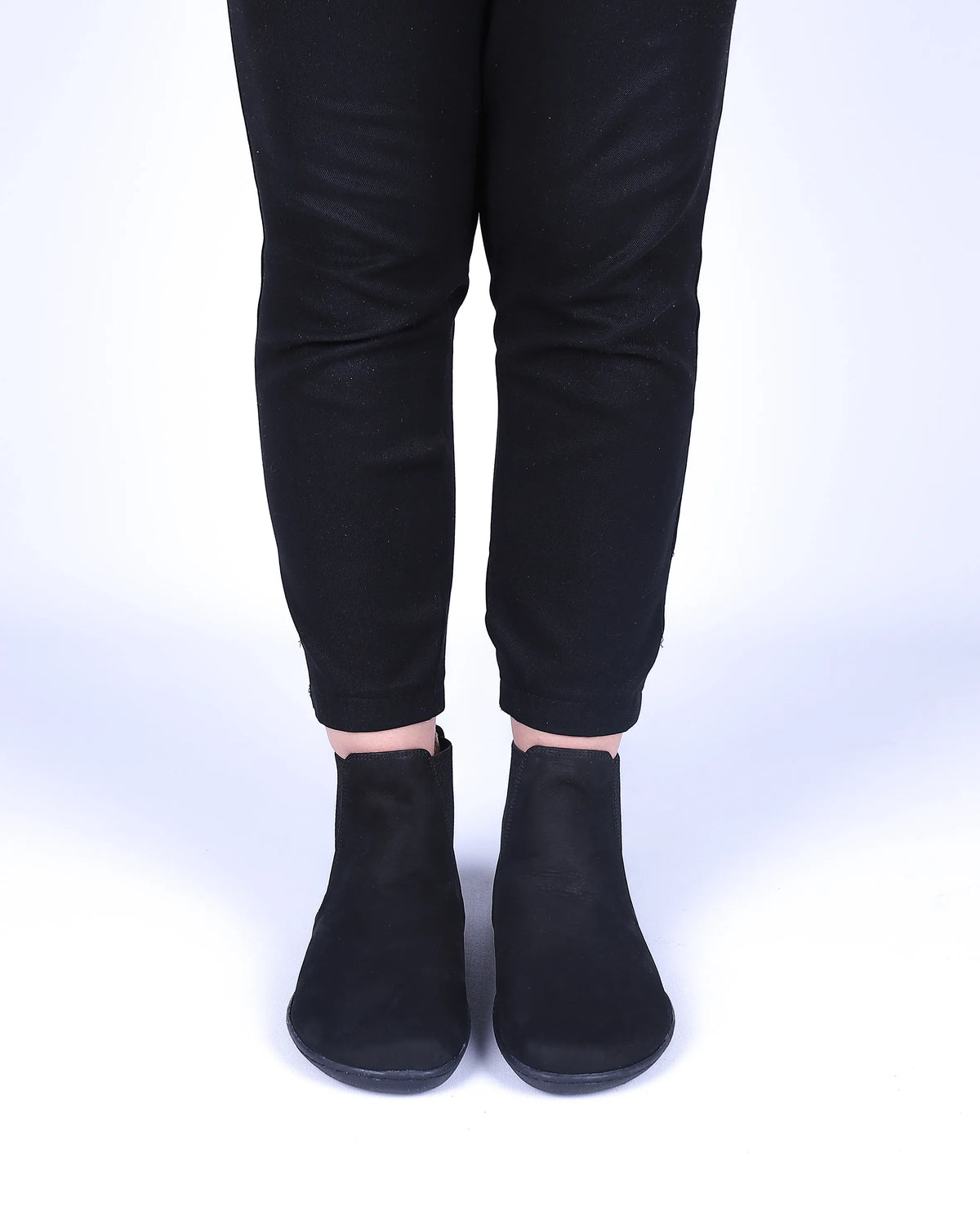 Nubuck Barefoot Chelsea Boots Shoes – 6mm Rubber Sole – Black