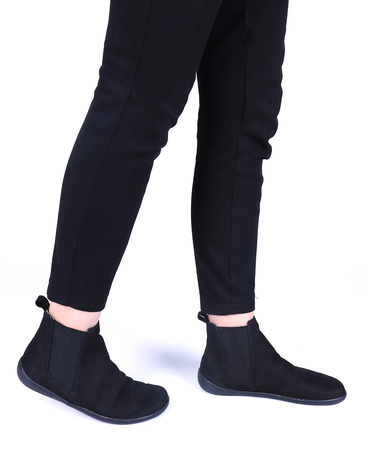 Nubuck Barefoot Chelsea Boots Shoes – 6mm Rubber Sole – Black