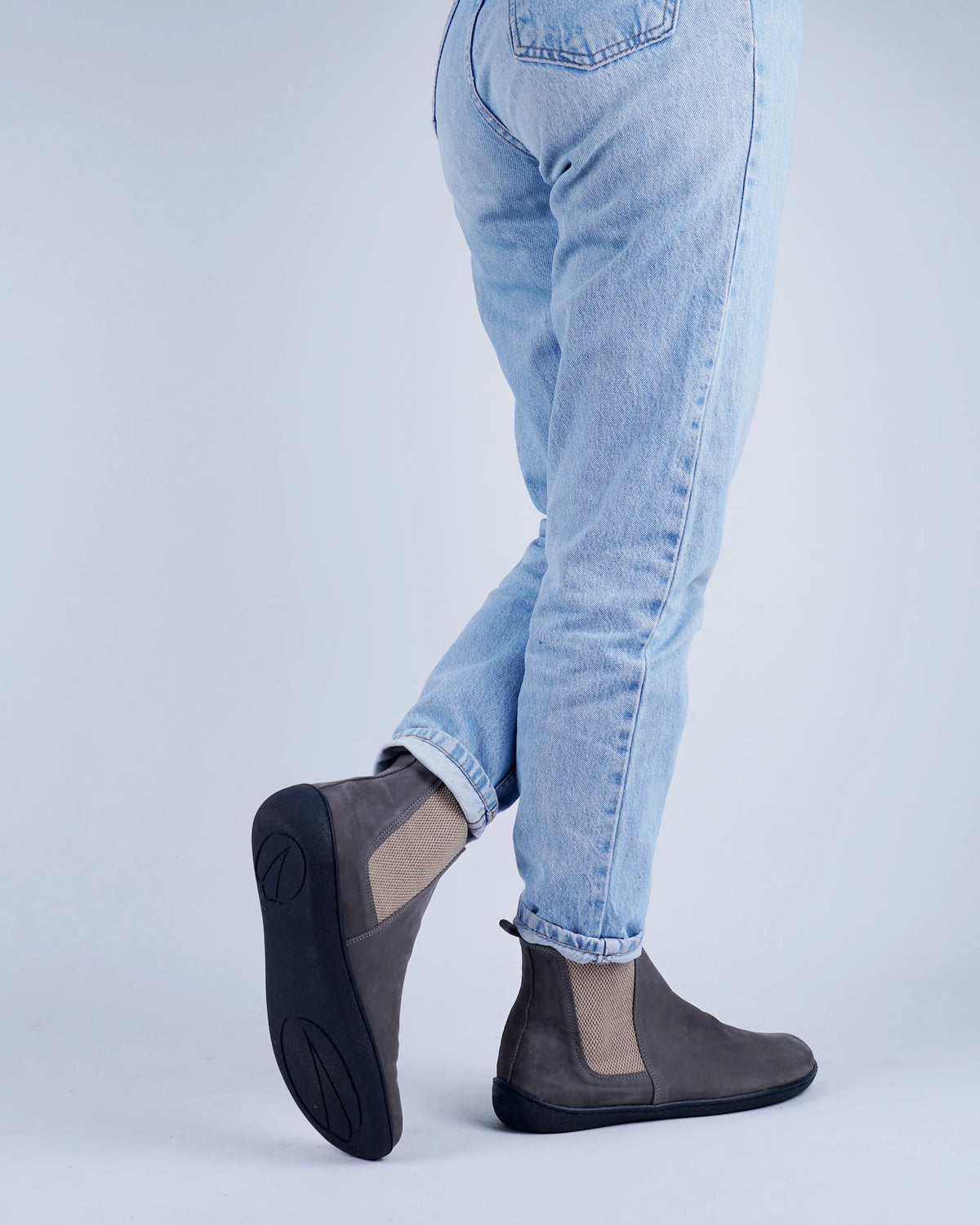 Nubuck Barefoot Chelsea Boots Shoes – 6mm Rubber Sole – Gray