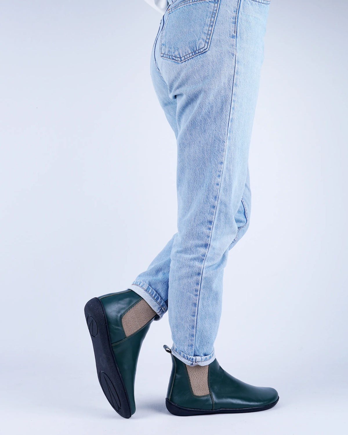 Smooth Barefoot Chelsea Boots Shoes – 6mm Rubber Sole – Green