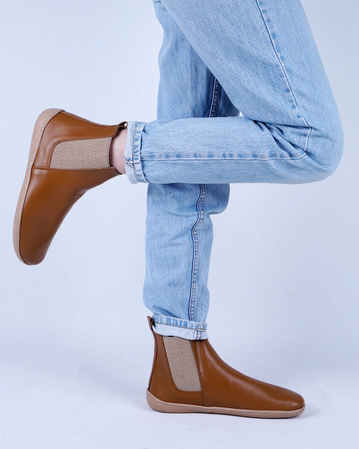 Smooth Barefoot Chelsea Boots Shoes – 6mm Rubber Sole – Tan