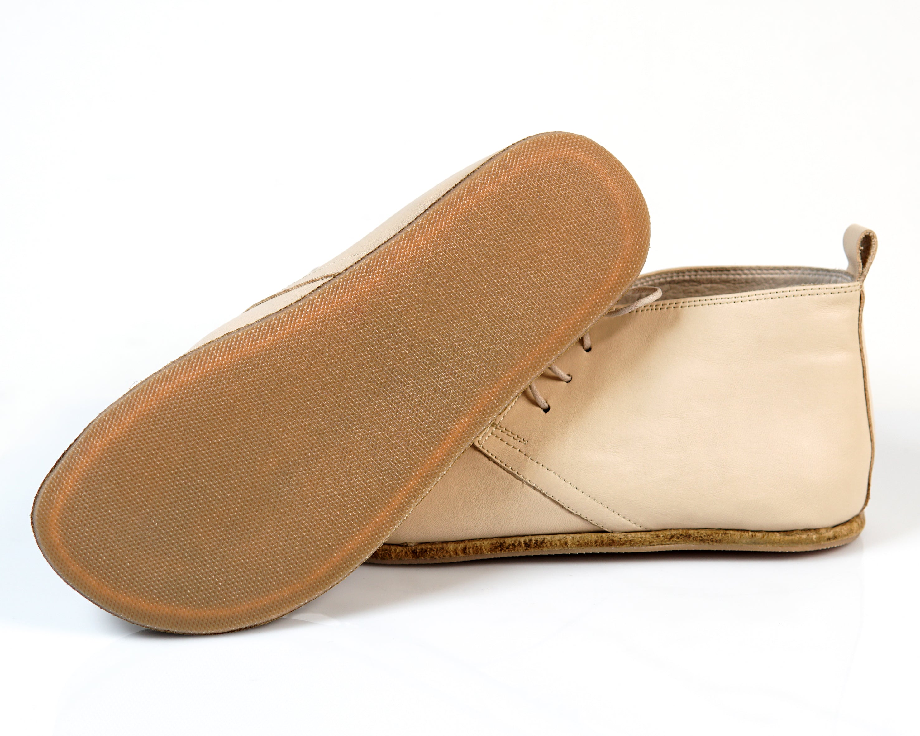Cream Ankle Boots Wide Barefoot Smooth Leather Handmade Shoes 