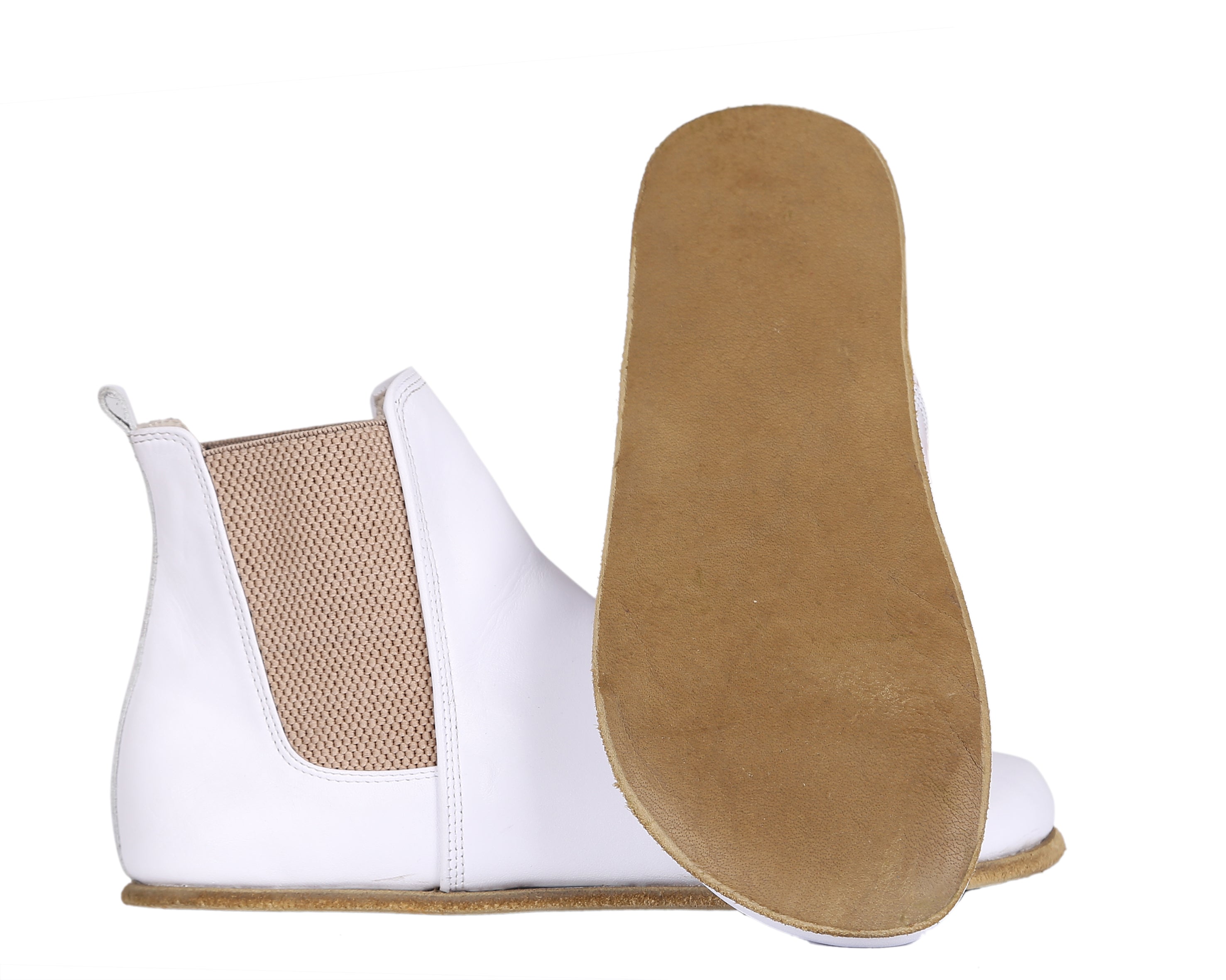 White Chelsea Boots Wide Barefoot Smooth Leather Handmade Shoes