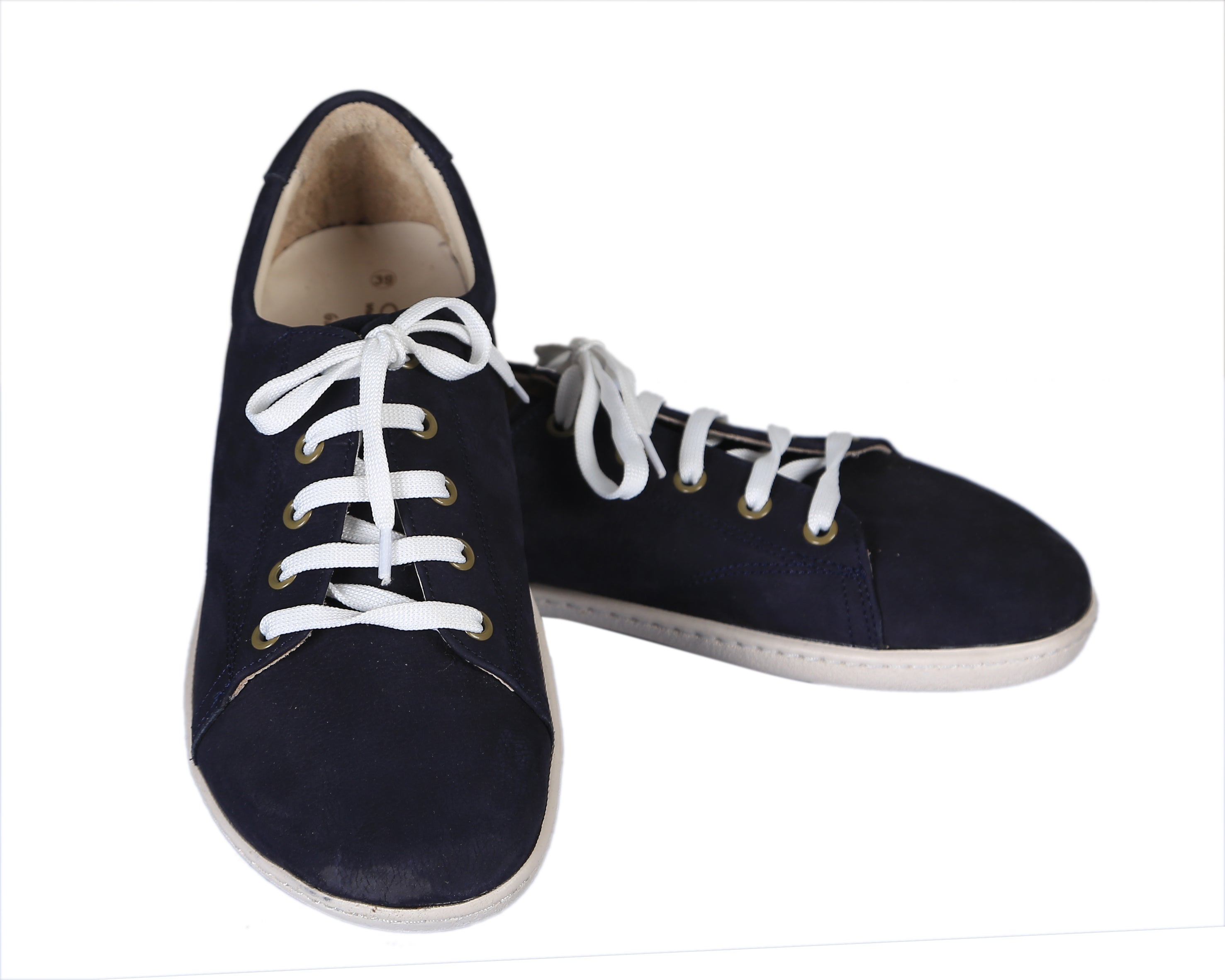 Navy Blue SNEAKER Wide Barefoot Shoes Nubuck Leather Handmade 6mm Rubber Outsole 