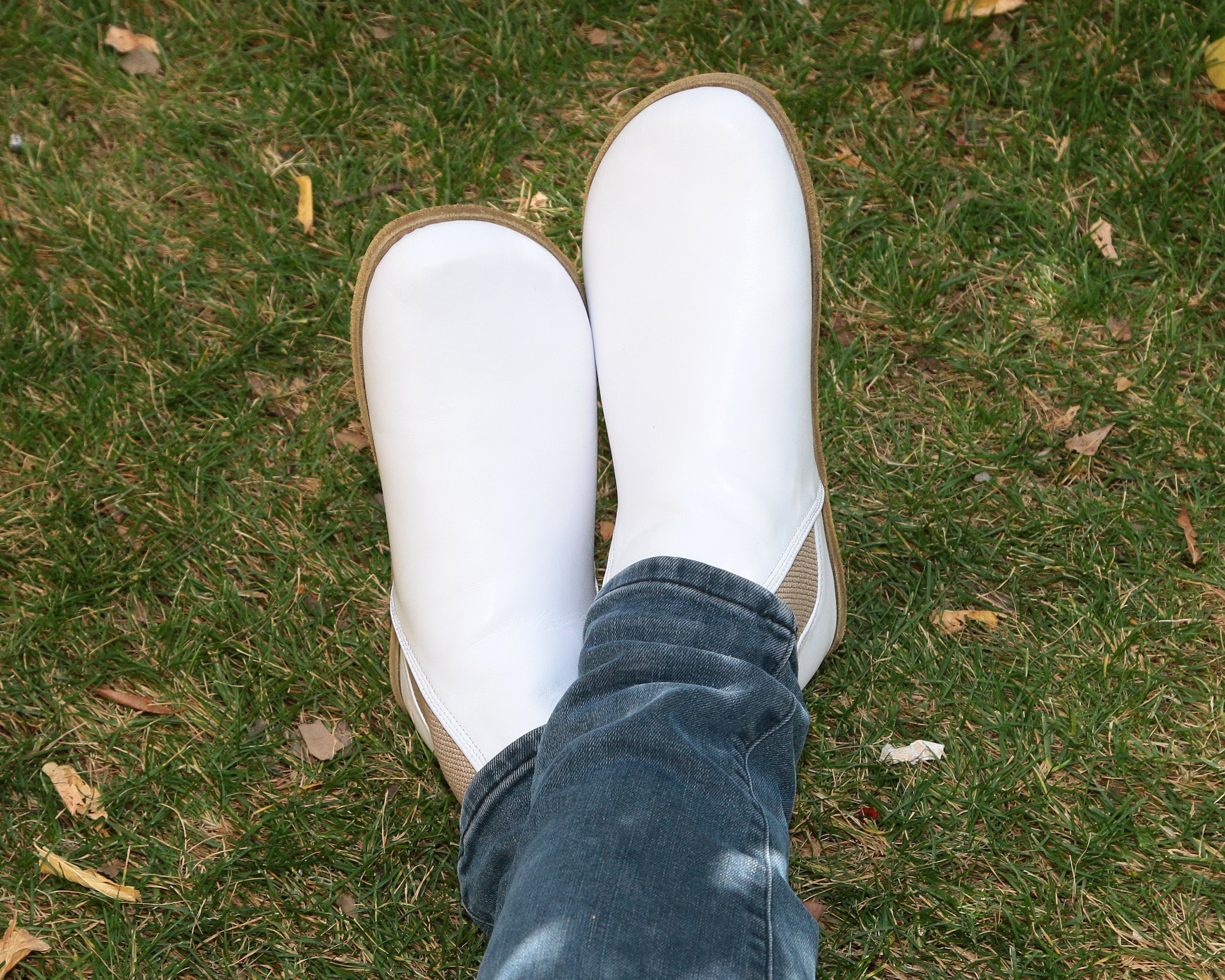White Chelsea Boots Wide Barefoot Smooth Leather Handmade Shoes 